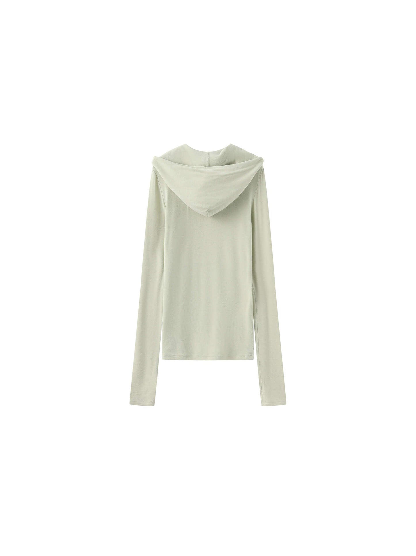 Slim-Fit Hooded V-Neck Long Sleeve Top