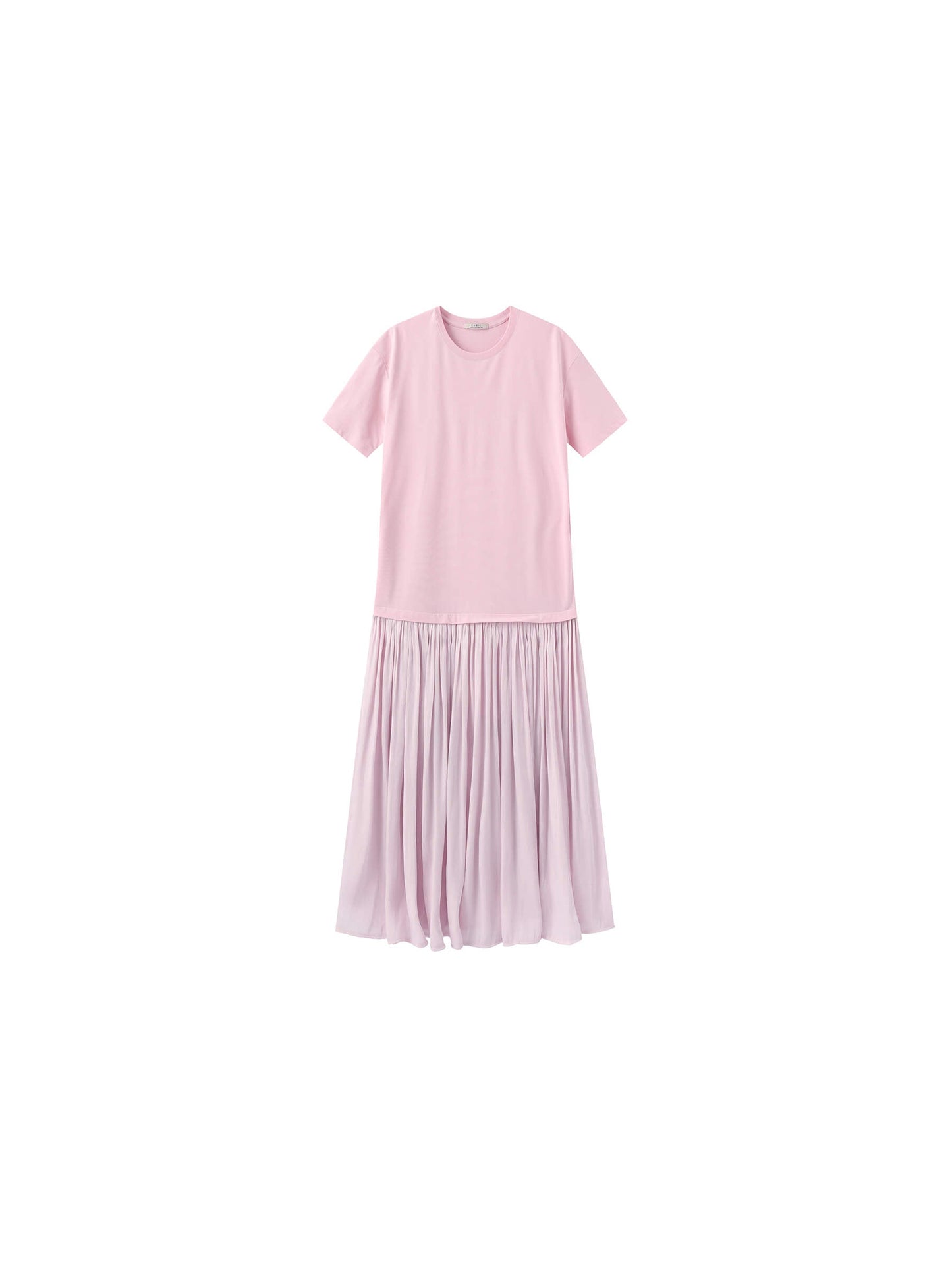 Oversized Round Neck Short Sleeve Pleated Dress