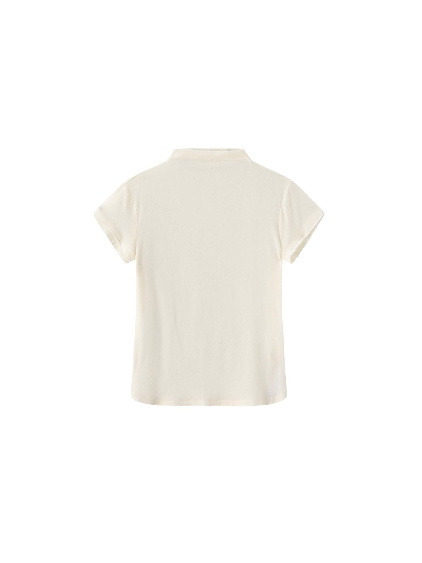 High Neck Stretch Slim-Fit Short-Sleeve T-Shirt