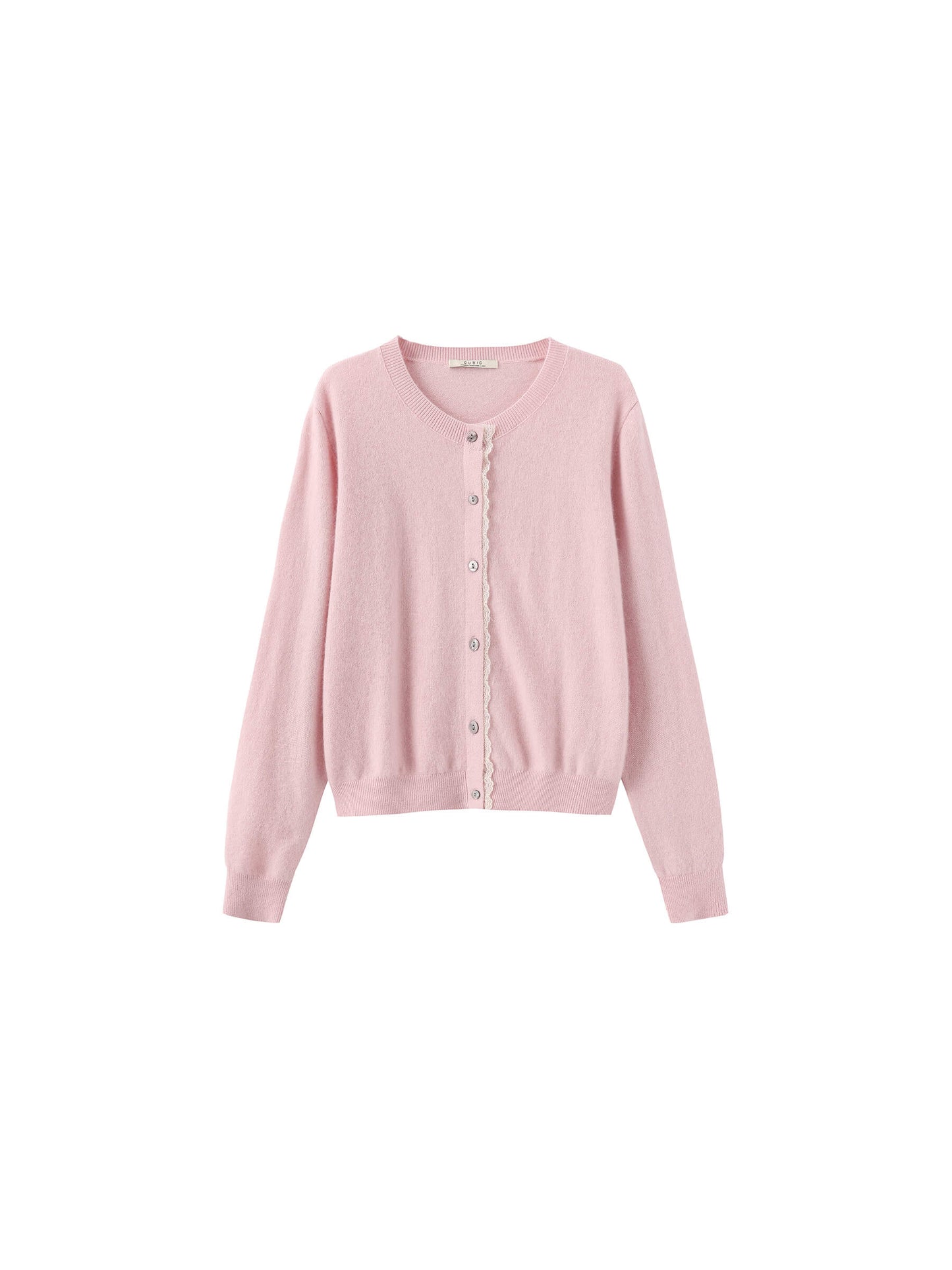 Lace Trim Knit Wool Cardigan