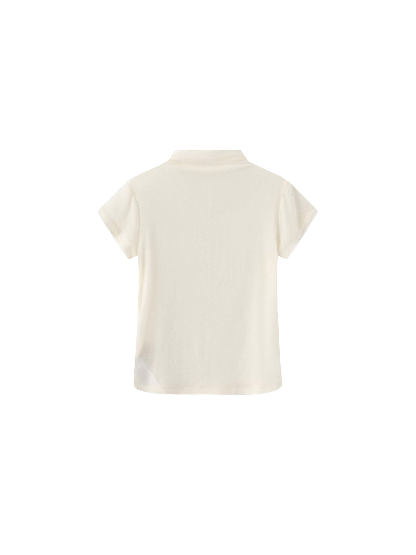 High Neck Stretch Slim-Fit Short-Sleeve T-Shirt