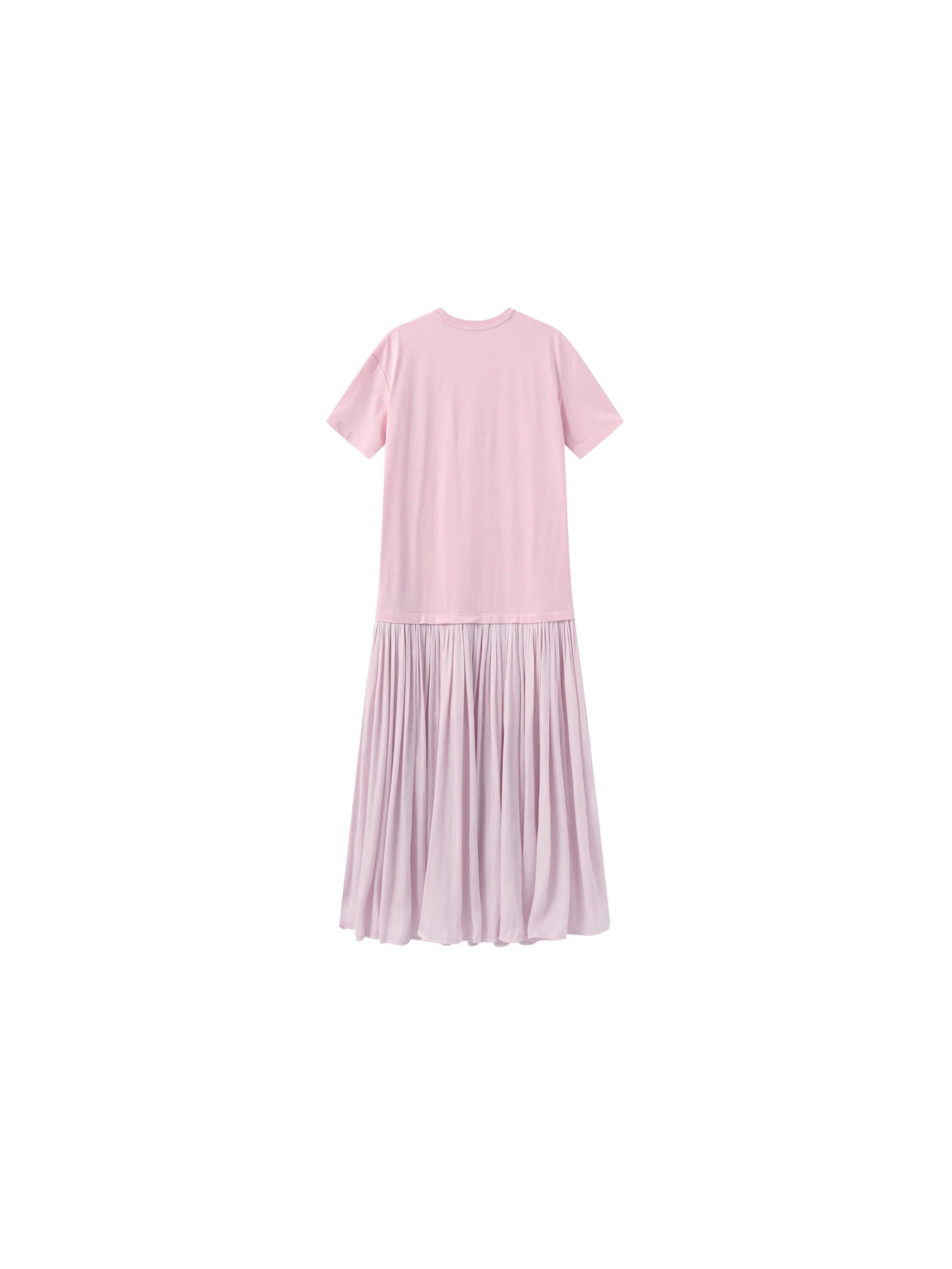 Oversized Round Neck Short Sleeve Pleated Dress