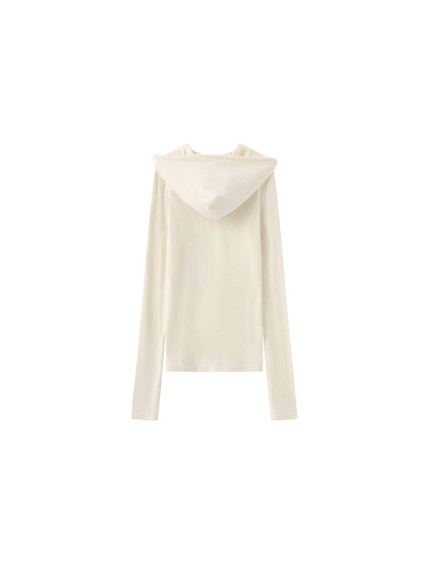Slim-Fit Hooded V-Neck Long Sleeve Top