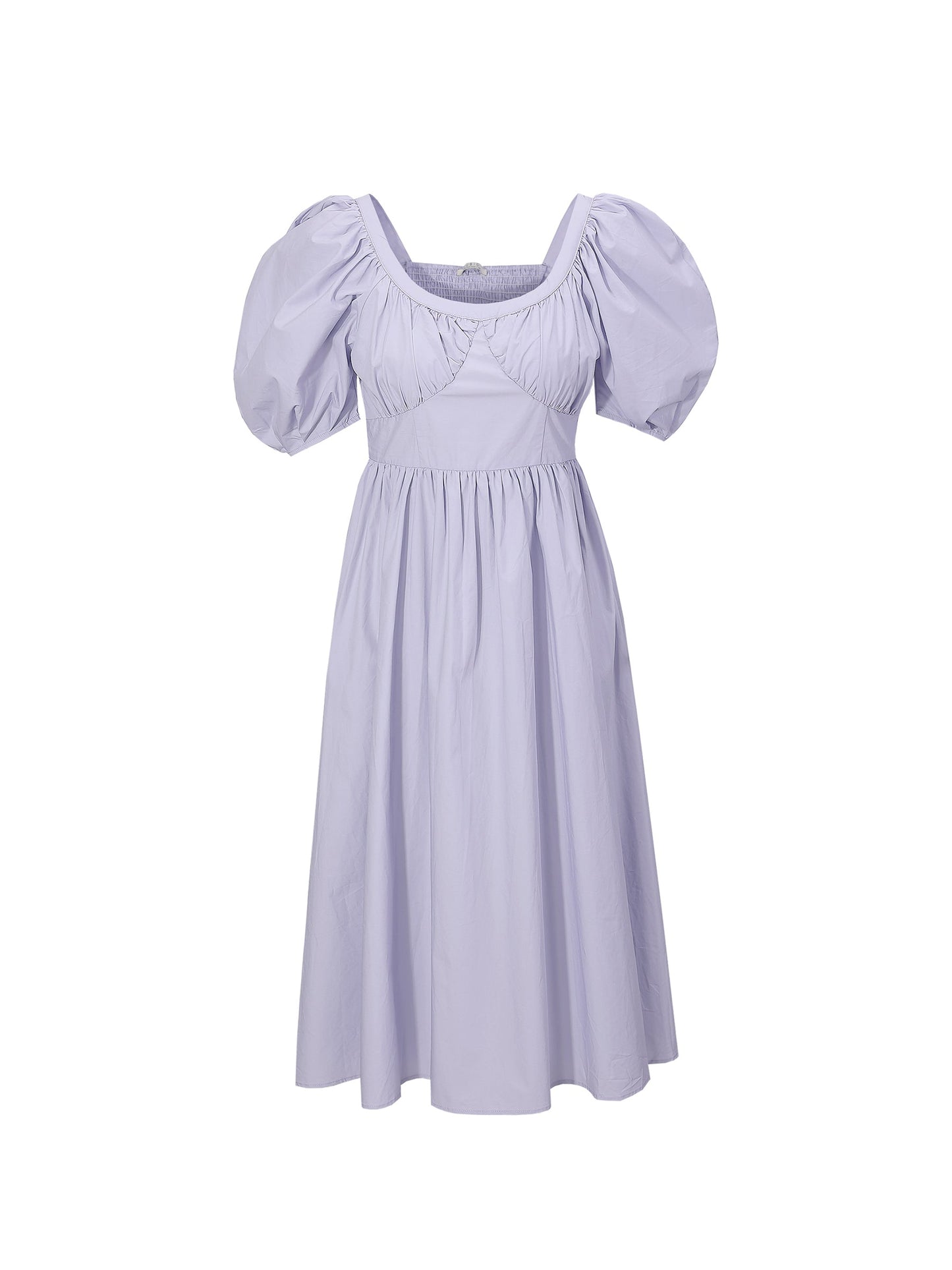 French Retro Bubble Sleeve Midi Dress
