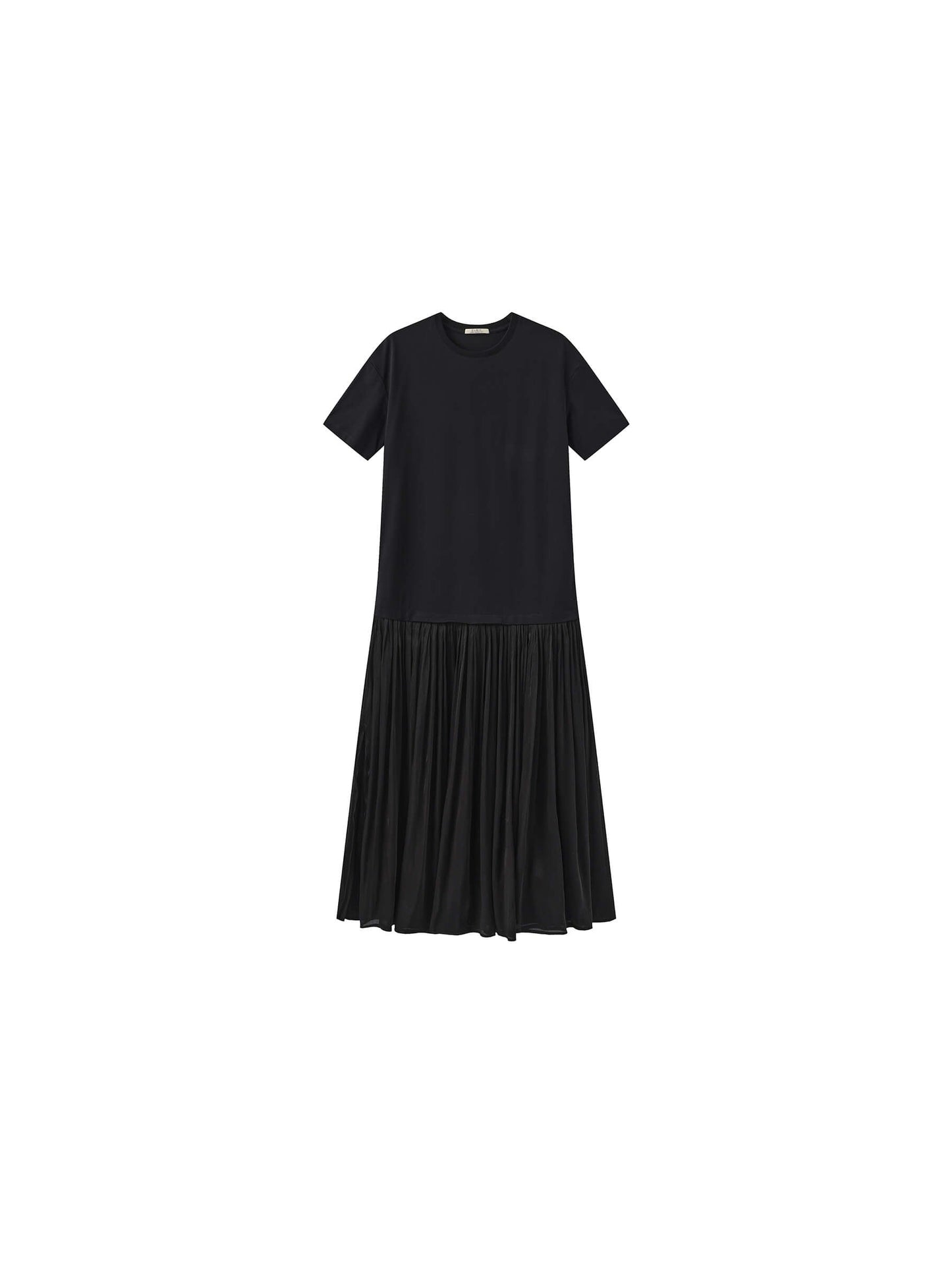 Oversized Round Neck Short Sleeve Pleated Dress
