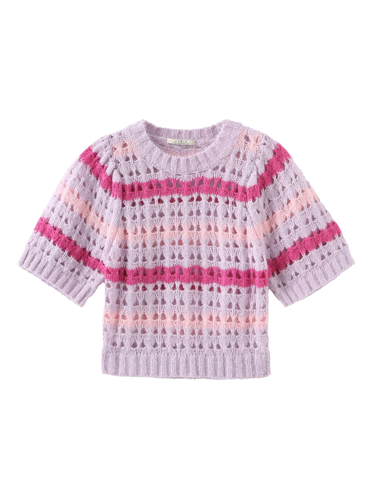 CUBIC Women's Striped Cropped Knit T-shirt