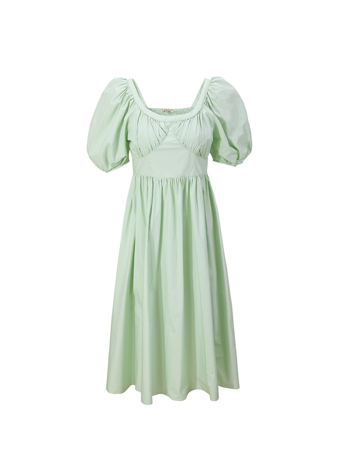 French Retro Bubble Sleeve Midi Dress
