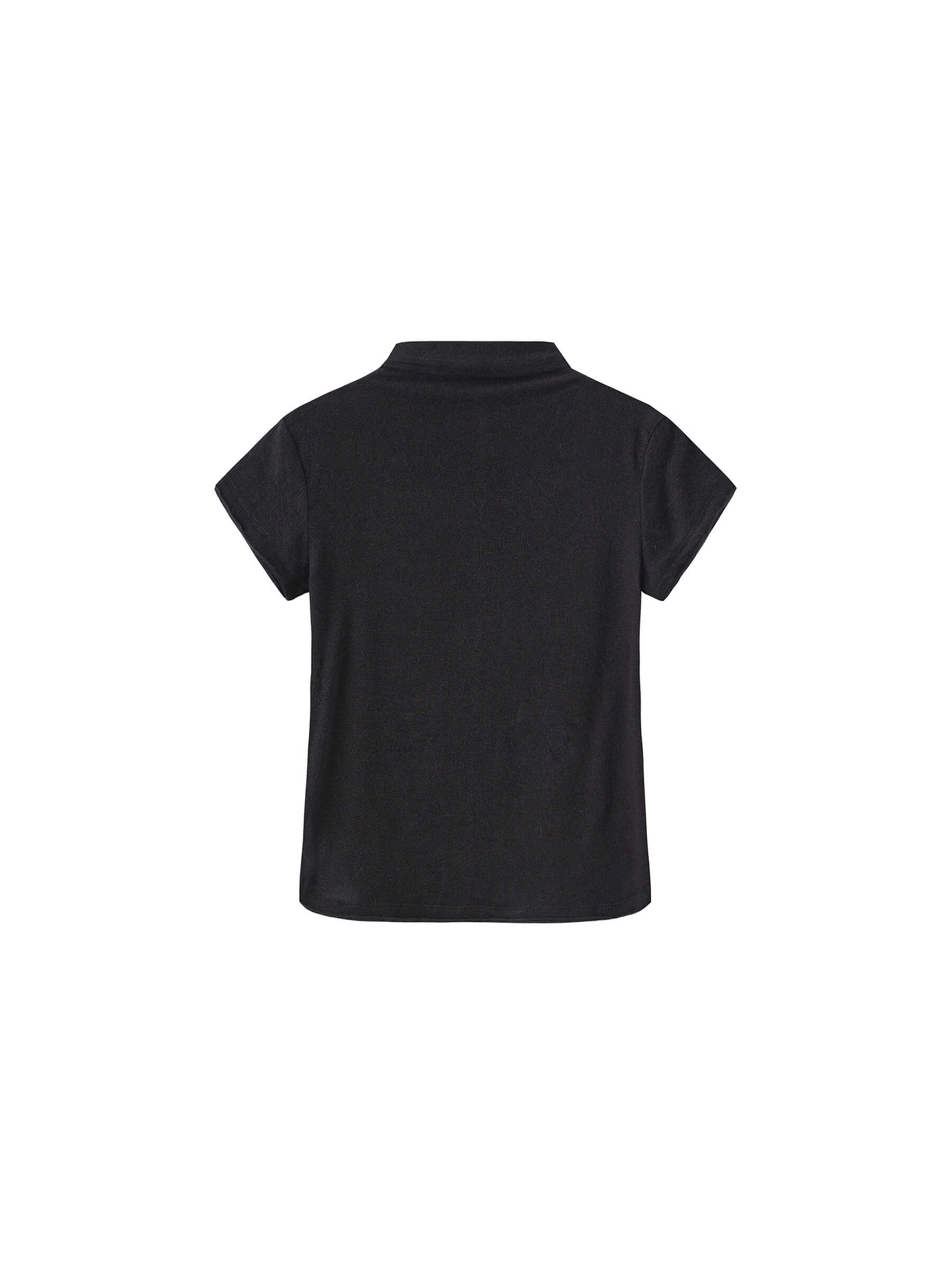 High Neck Stretch Slim-Fit Short-Sleeve T-Shirt