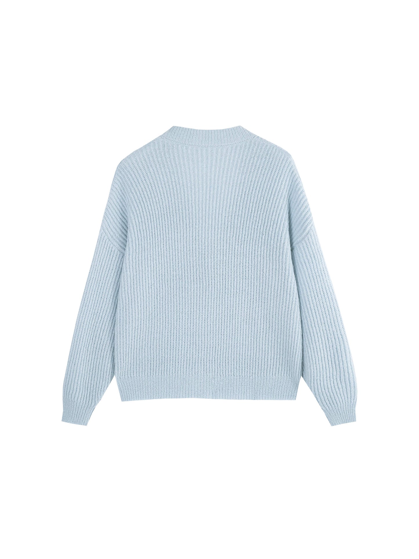 Casual V-Neck Ribbed Knit Cardigan with Wool Blend