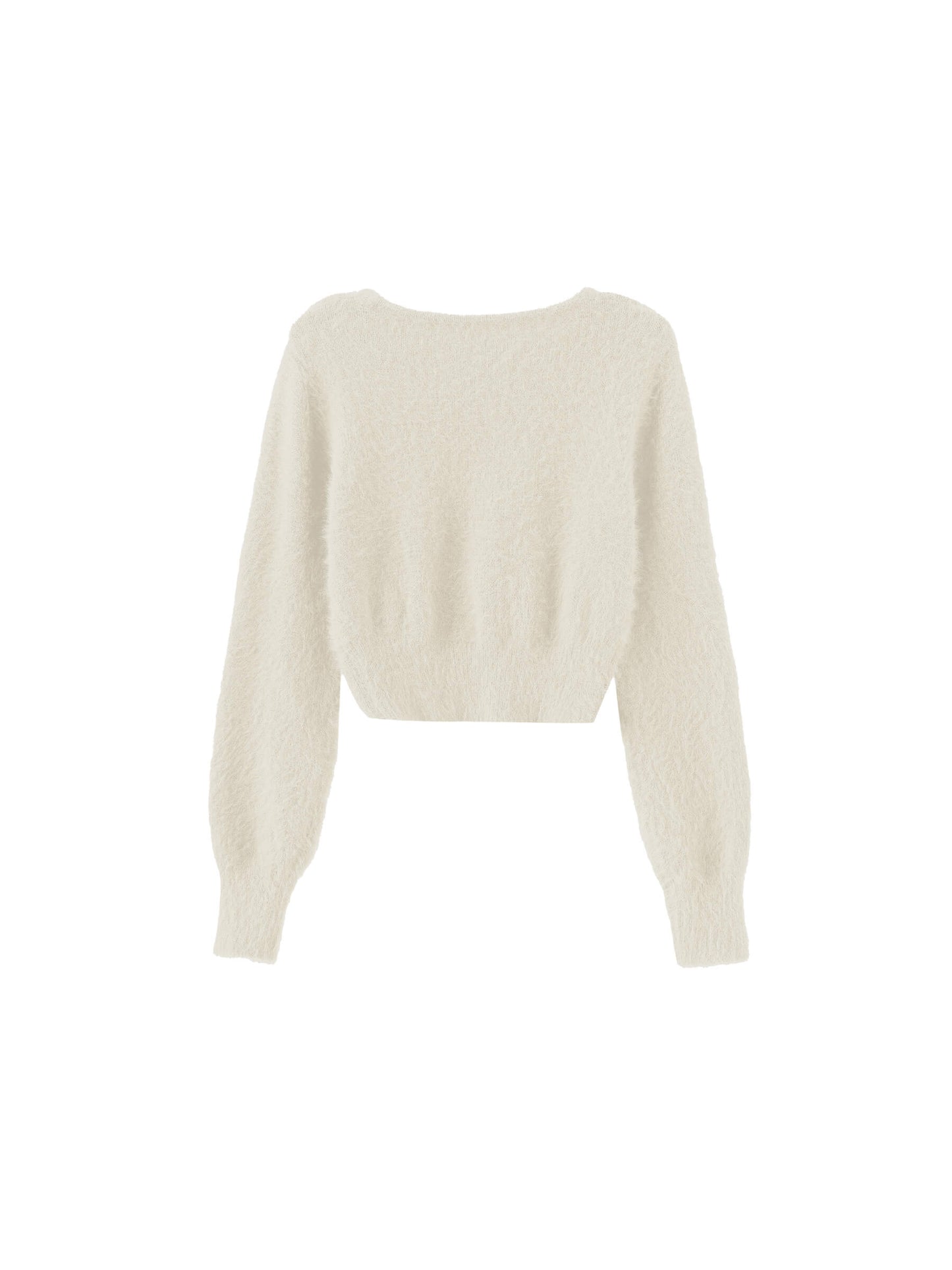 Fluffy Cropped Knit Cardigan