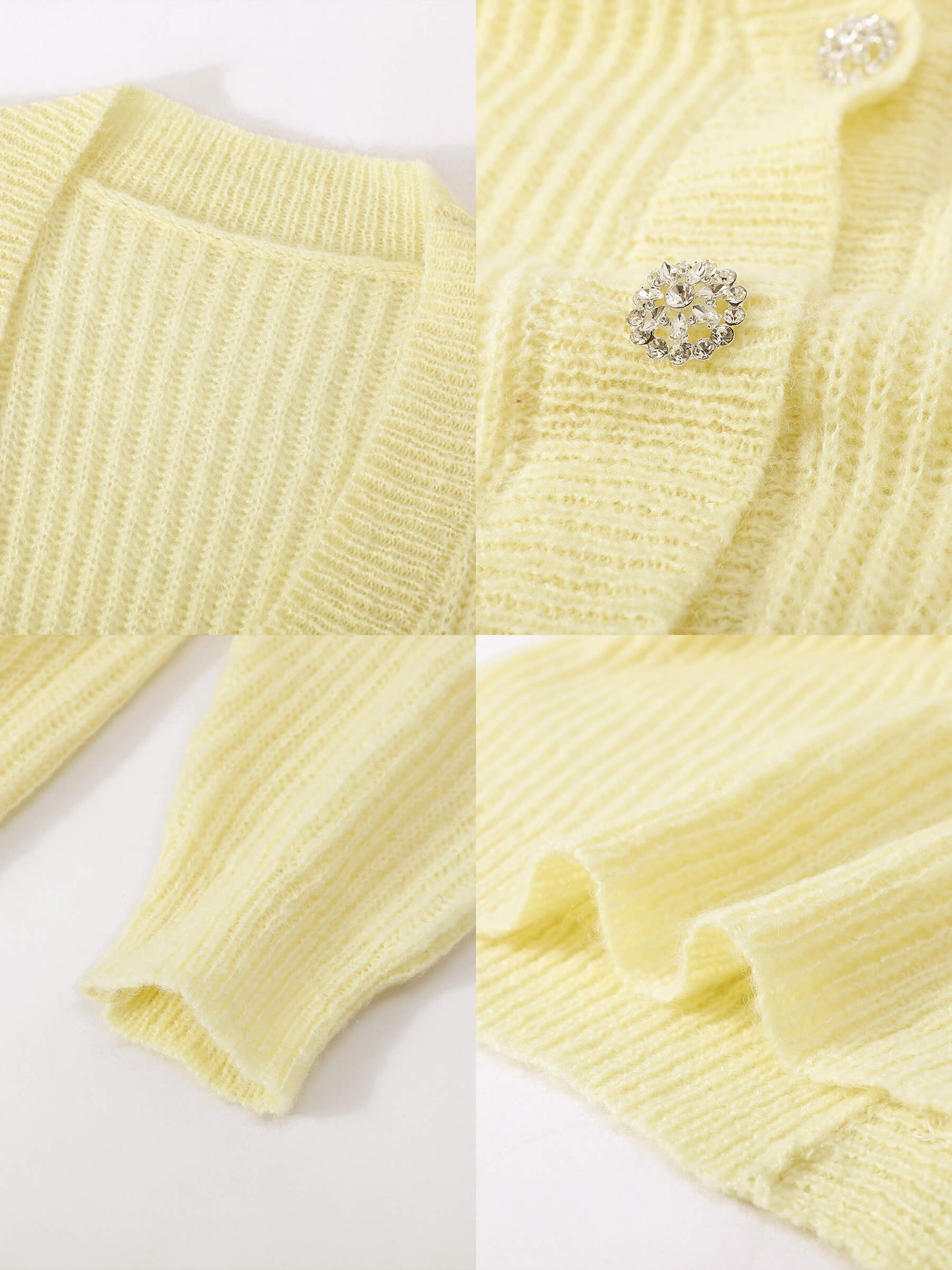 Casual V-Neck Ribbed Knit Cardigan with Wool Blend