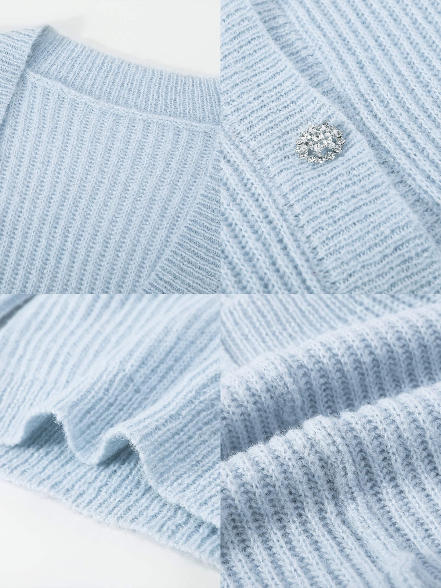 Casual V-Neck Ribbed Knit Cardigan with Wool Blend