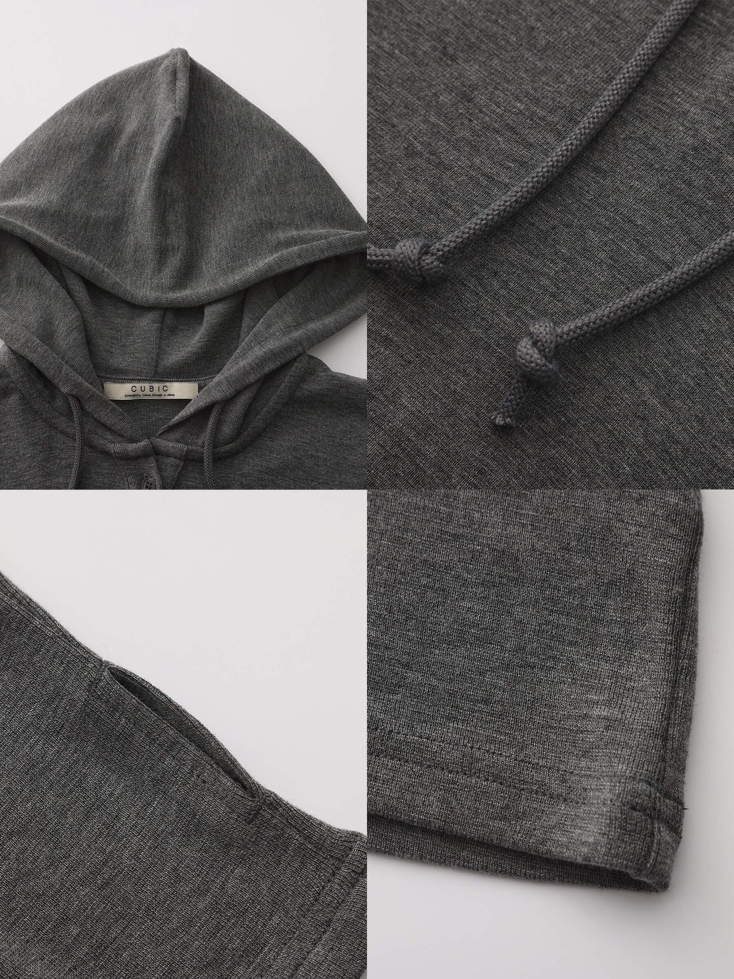 Slim-Fit Hooded V-Neck Long Sleeve Top