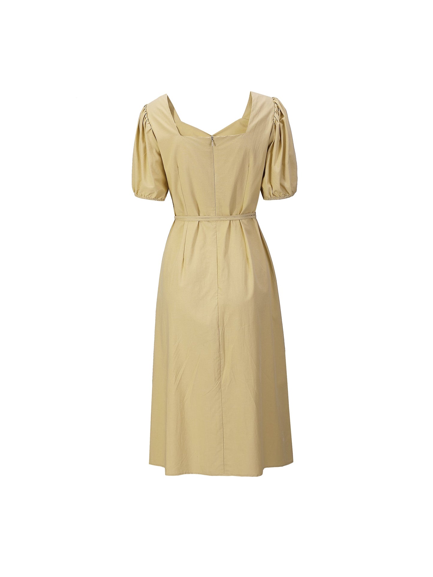 Sweetheart Neckline Puff Sleeve Midi Dress