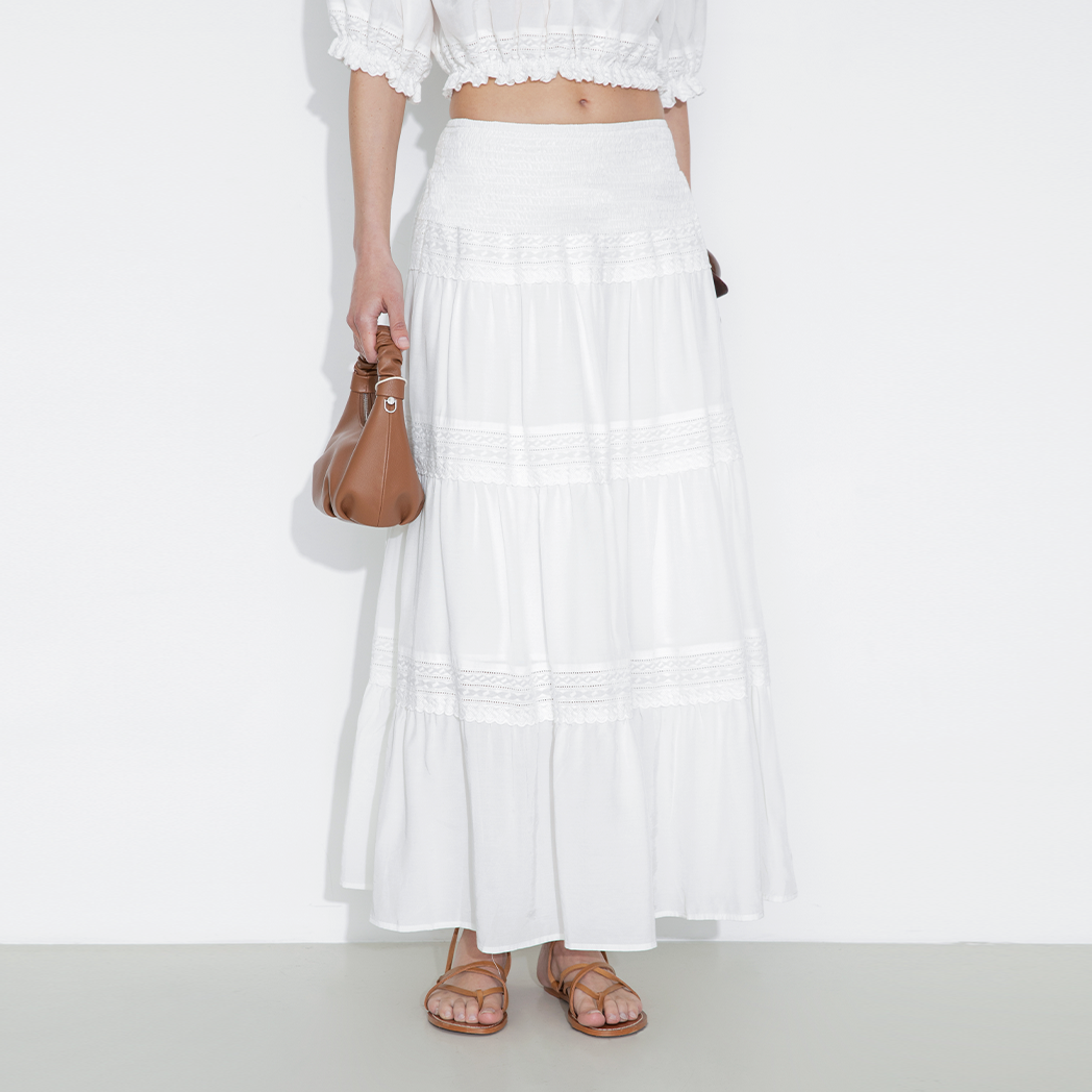 Panelled Lace Maxi Skirt