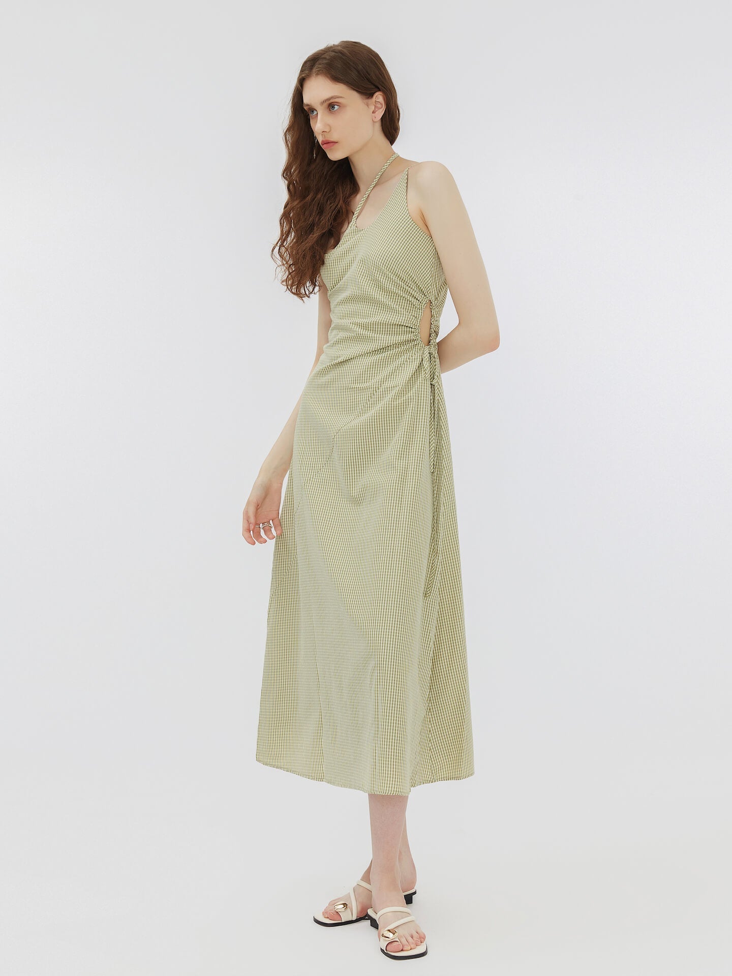 Striped Triple Strap Woven Midi Dress