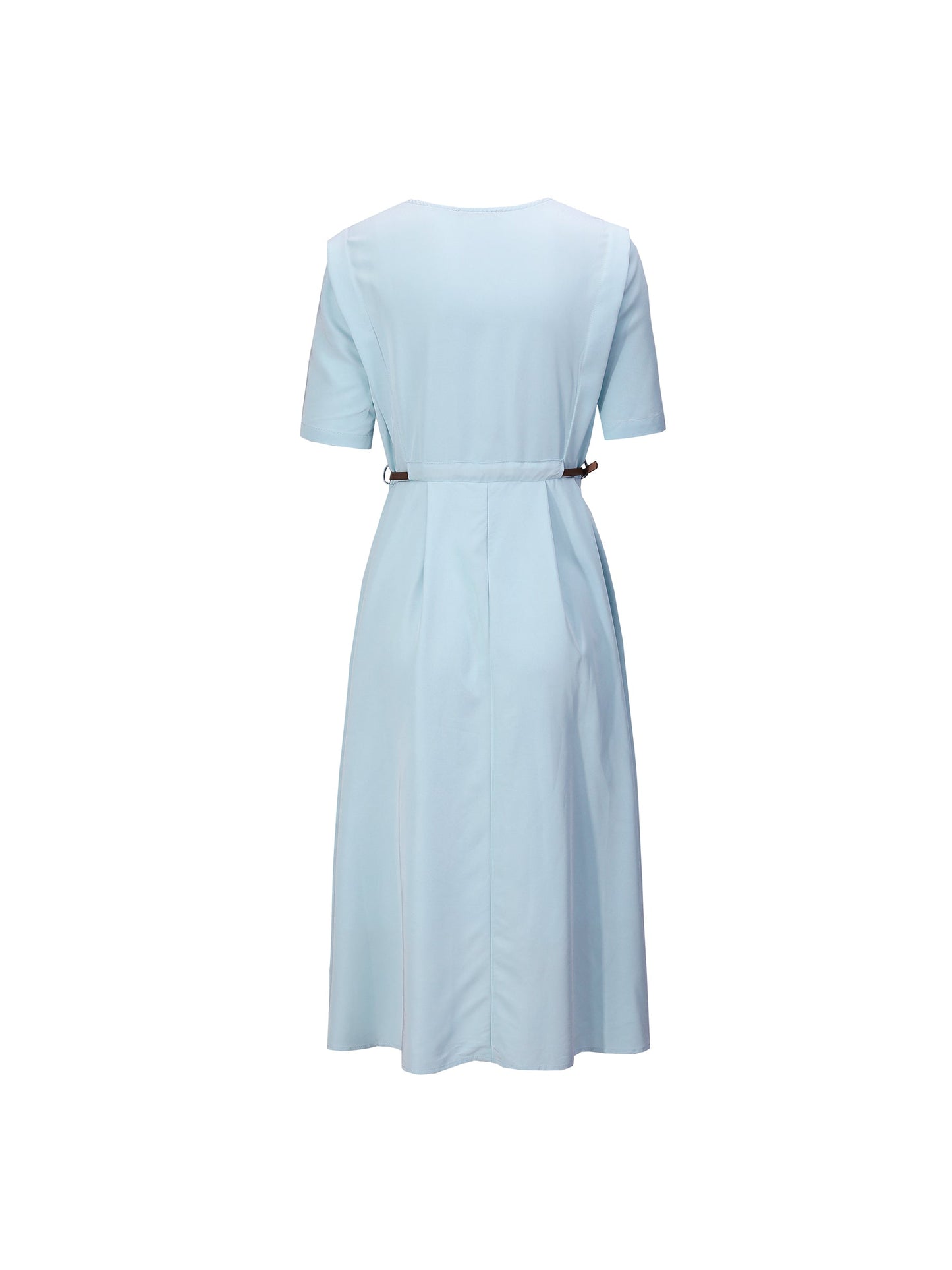 Round Neck Short Sleeve Midi Dress