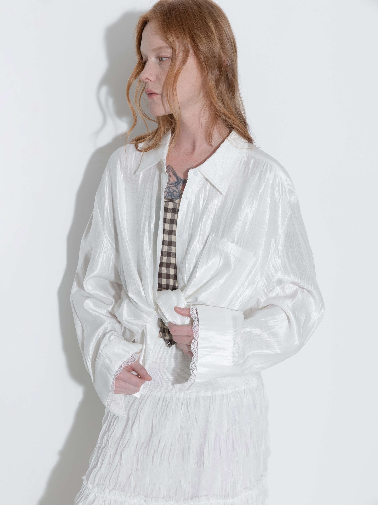 Lace Patchwork Loose Long Sleeves Shirt