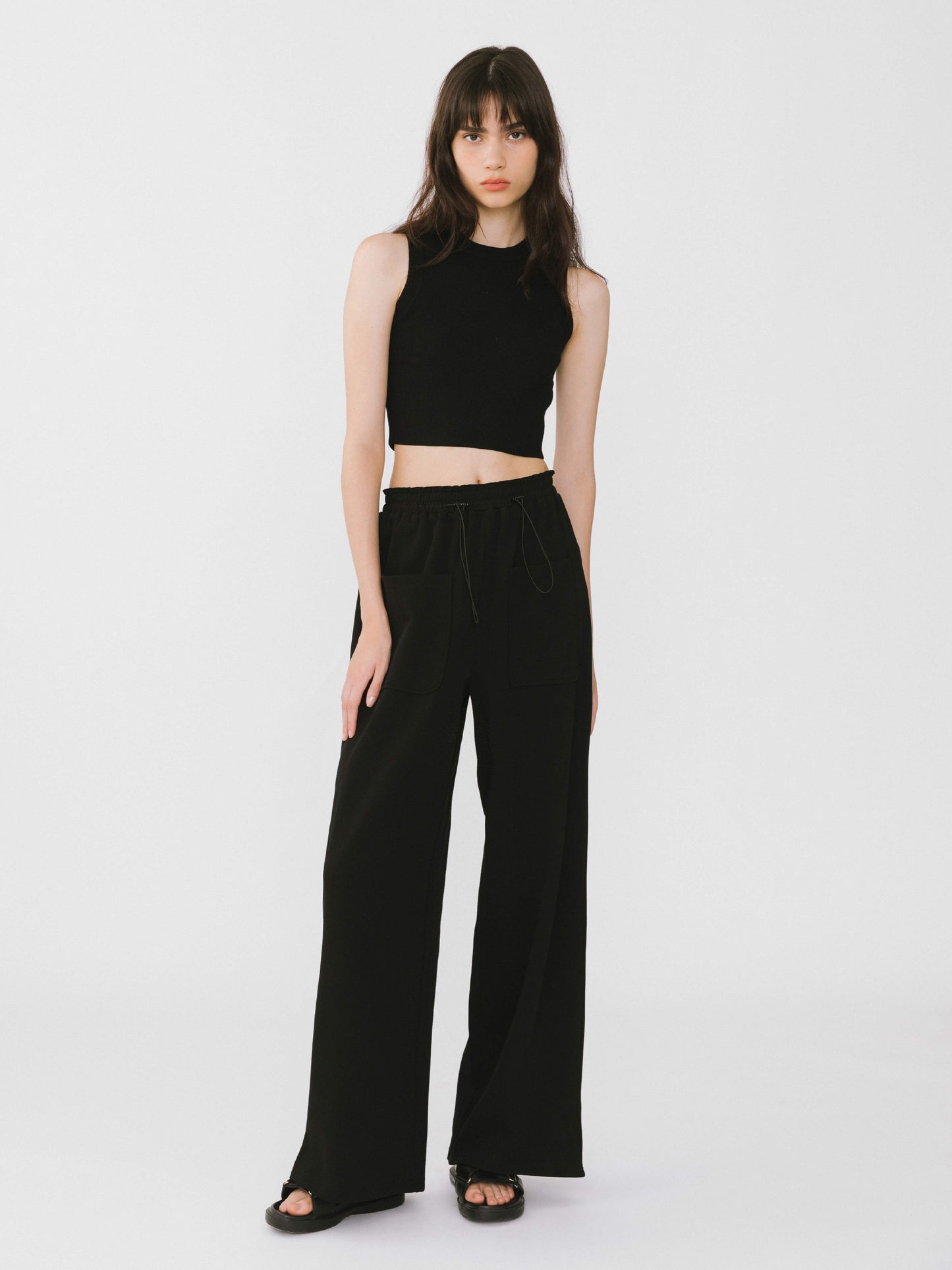 Double Drawstring Wide Leg Trousers