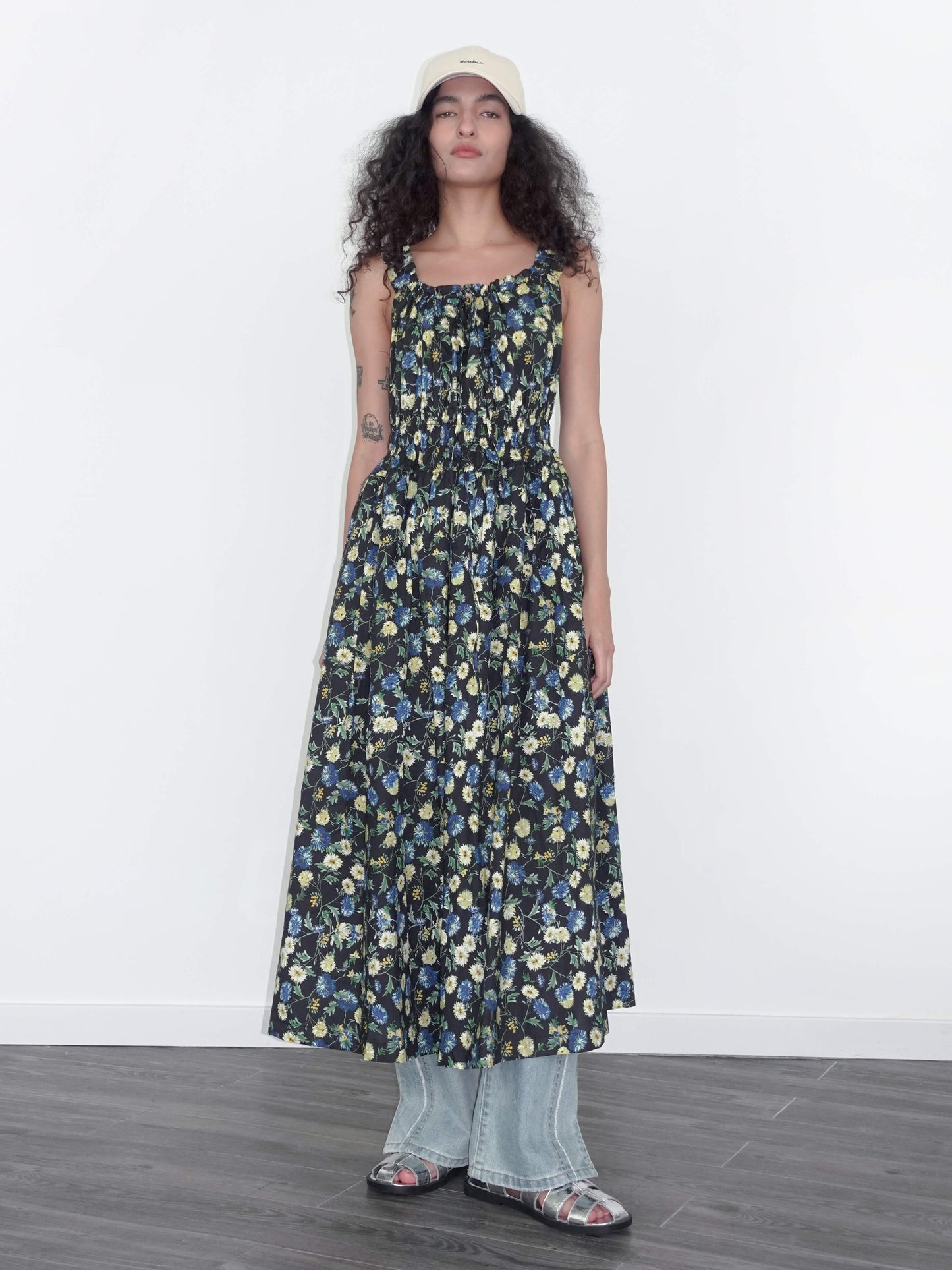 High Waist Floral Sling Dress