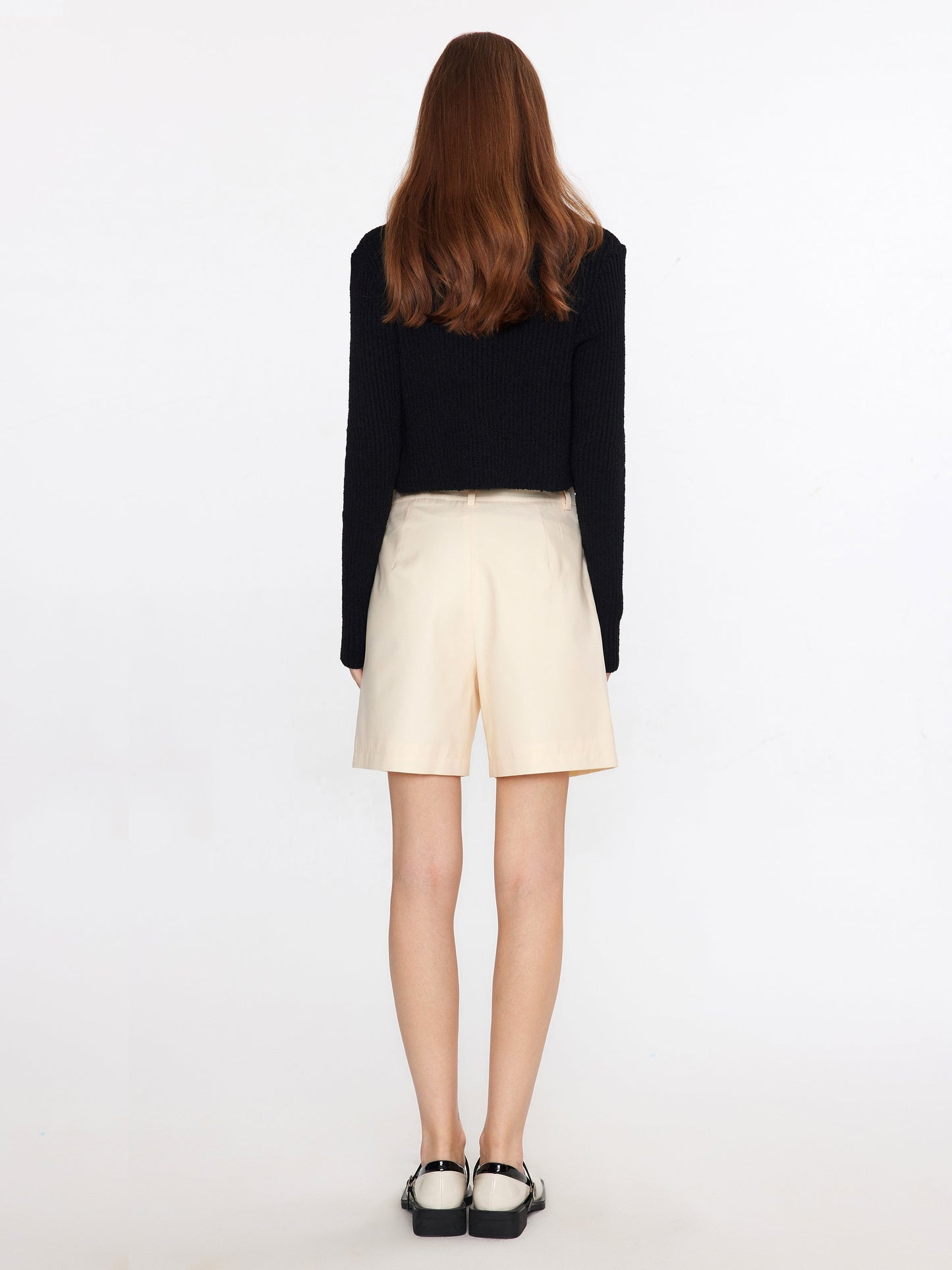 Cropped V-neck Rib Knit Cardigan