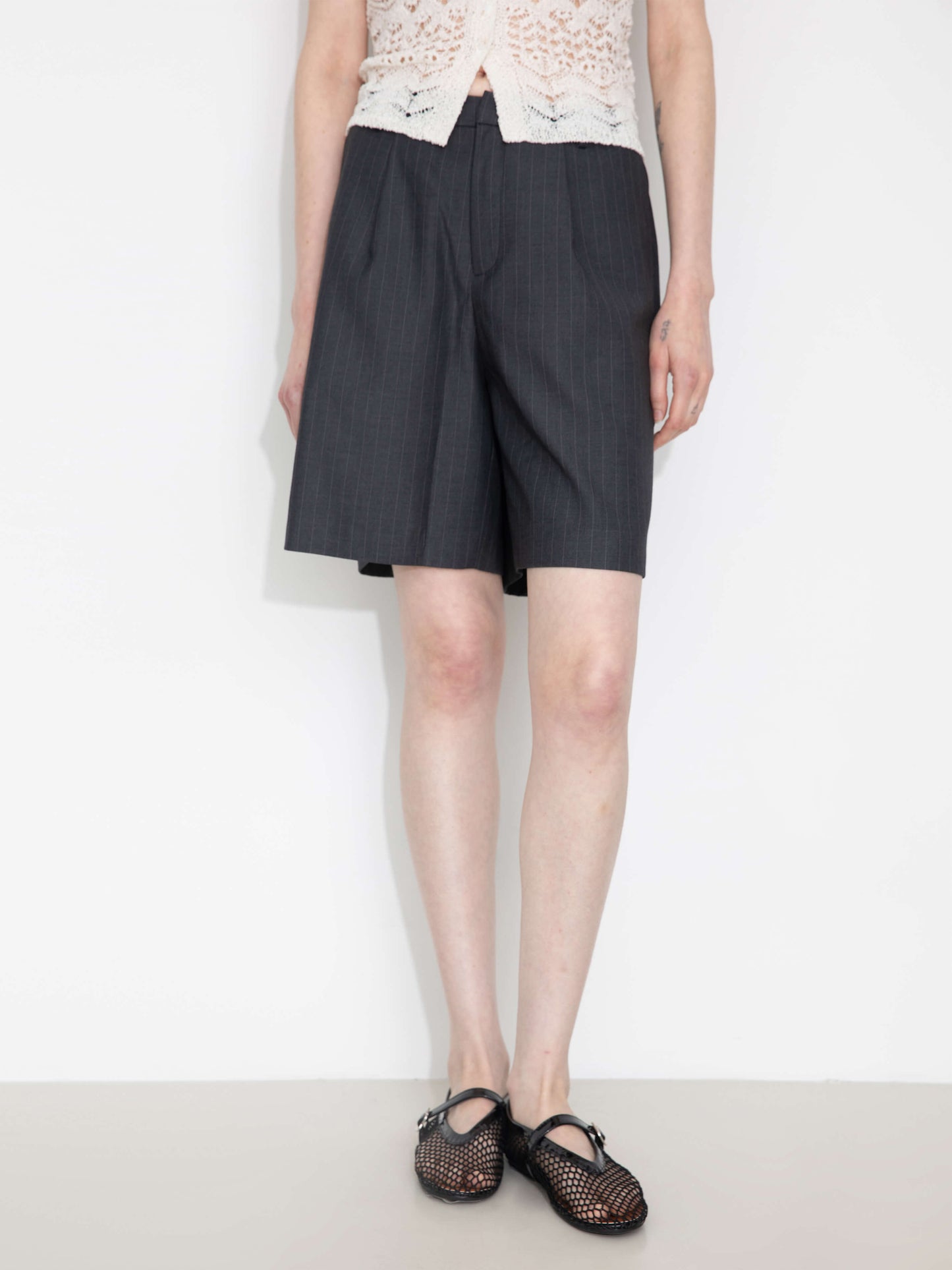 Linen Striped Summer Suit Shorts