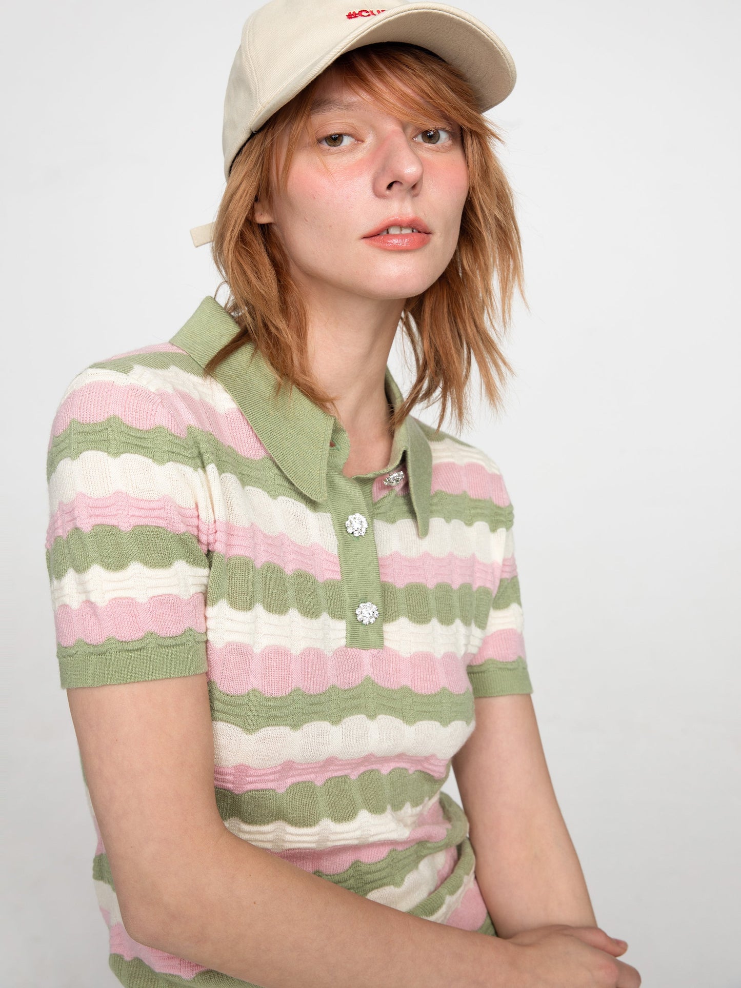 Polo Short Sleeve Striped Knit Dress