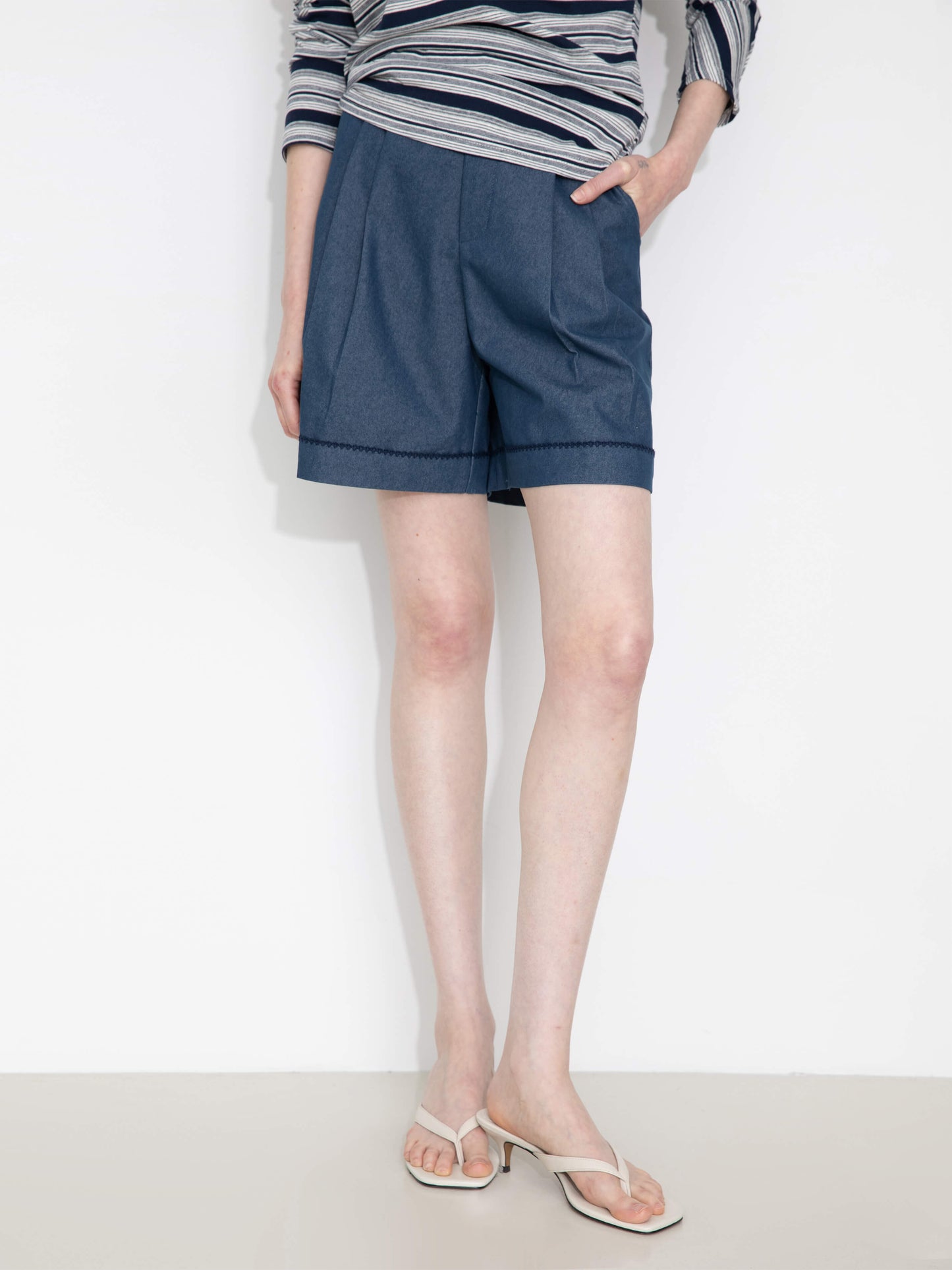 Pleated Wide-Leg Shorts