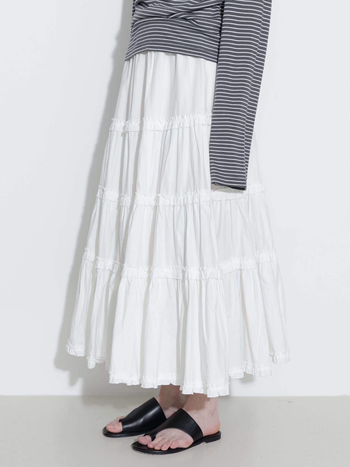 100% Cotton A-line Ruffled White Cake skirt
