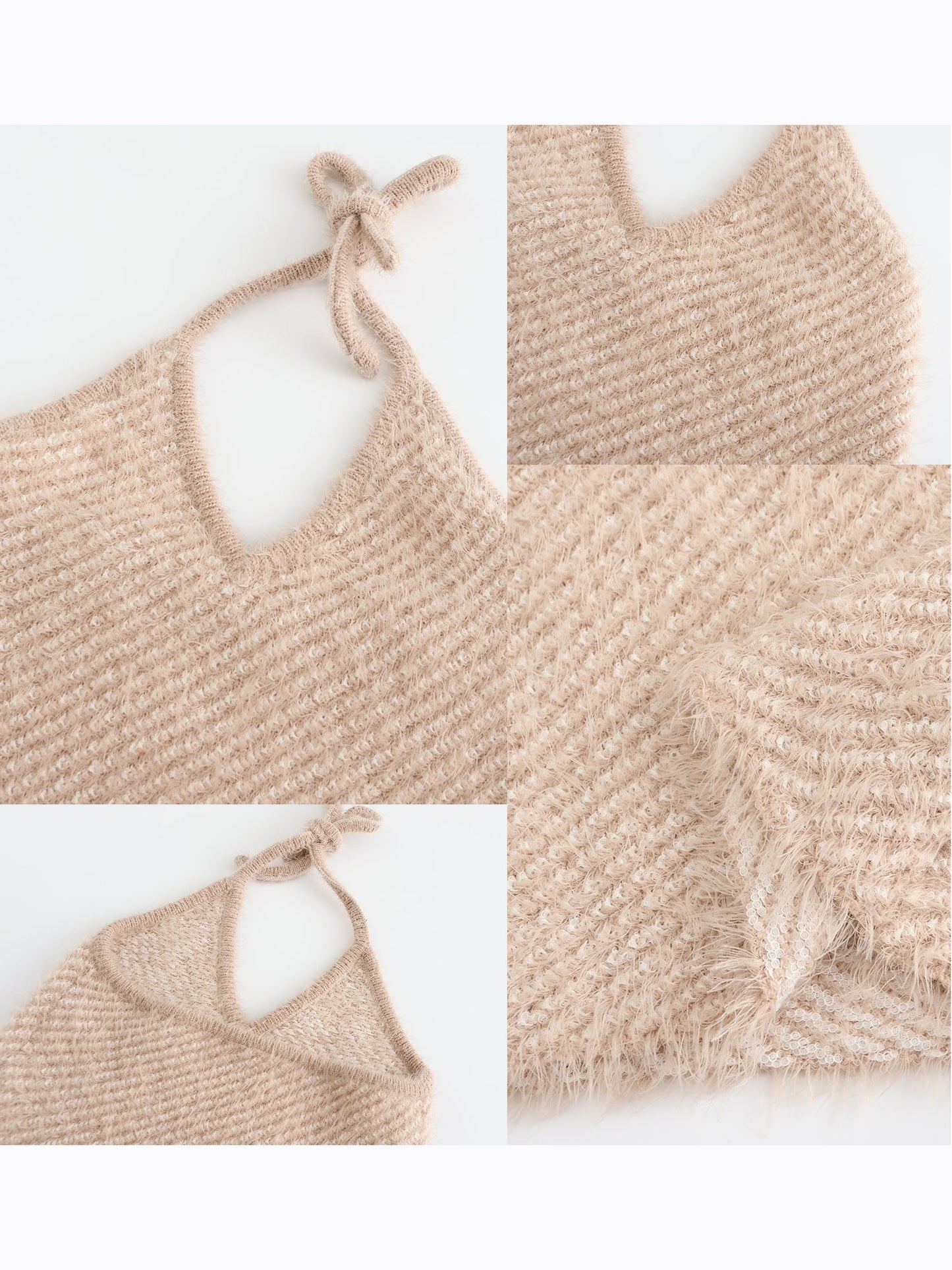 Thin Knit Cropped Halter Top