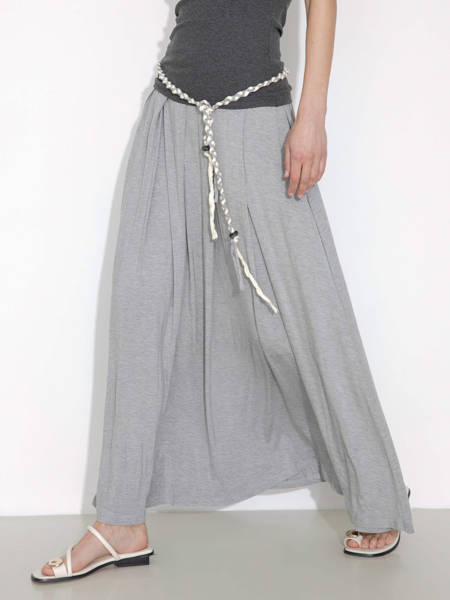 Pleated Hand-Braided High-Stretch Maxi Skirt