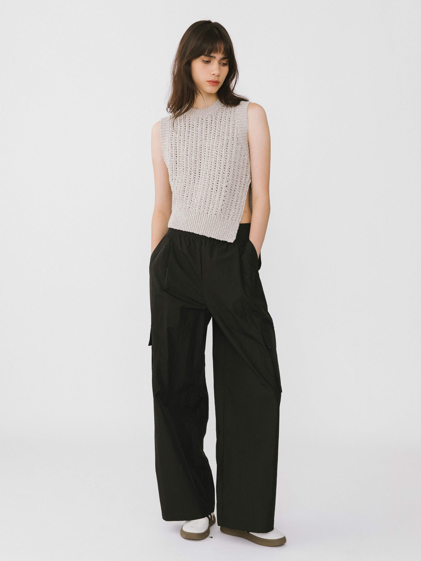 Elasticated Wide Leg Cargo Trousers