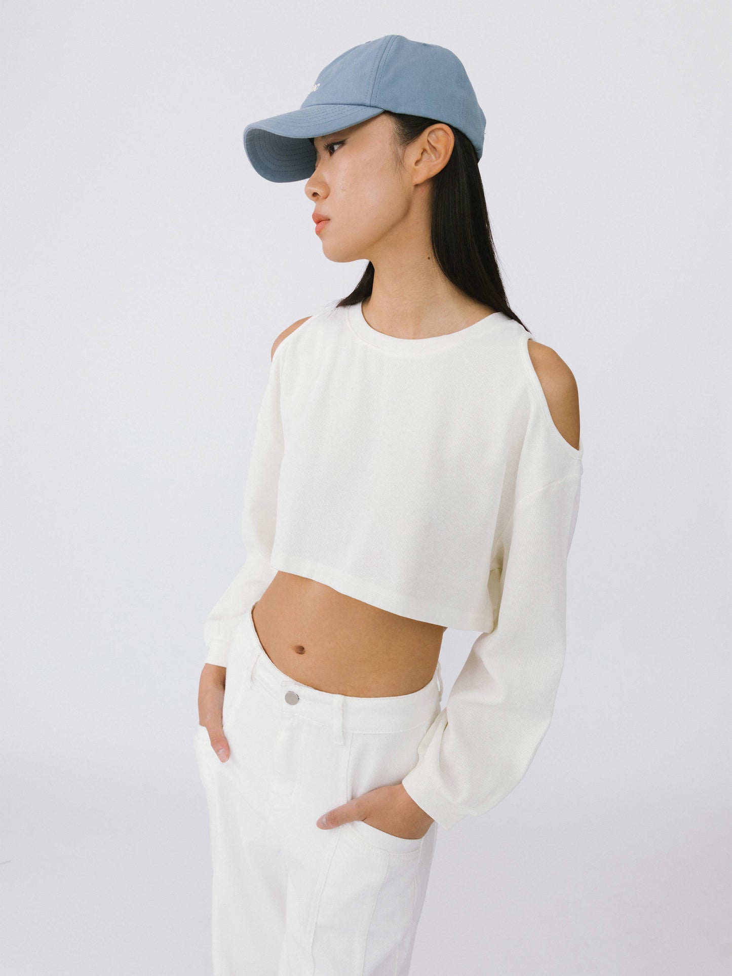 Shoulder Cut Out Crop Top