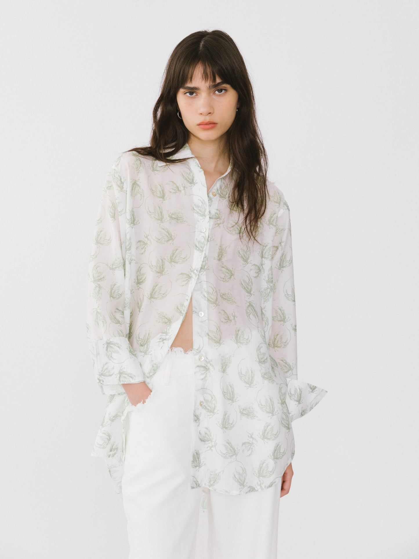 Loose Printed Sheer Shirt