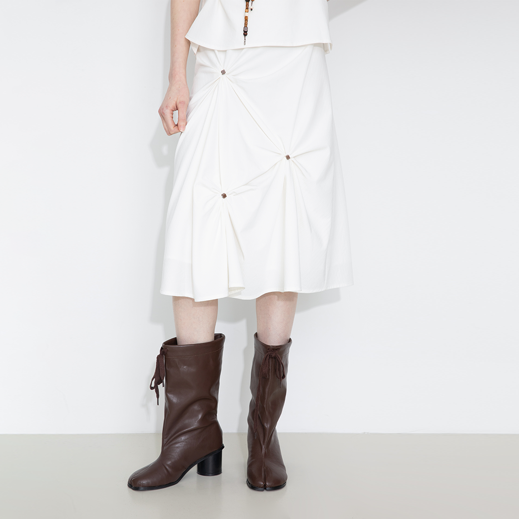 3D Pleated High-Waisted A-Line Skirt