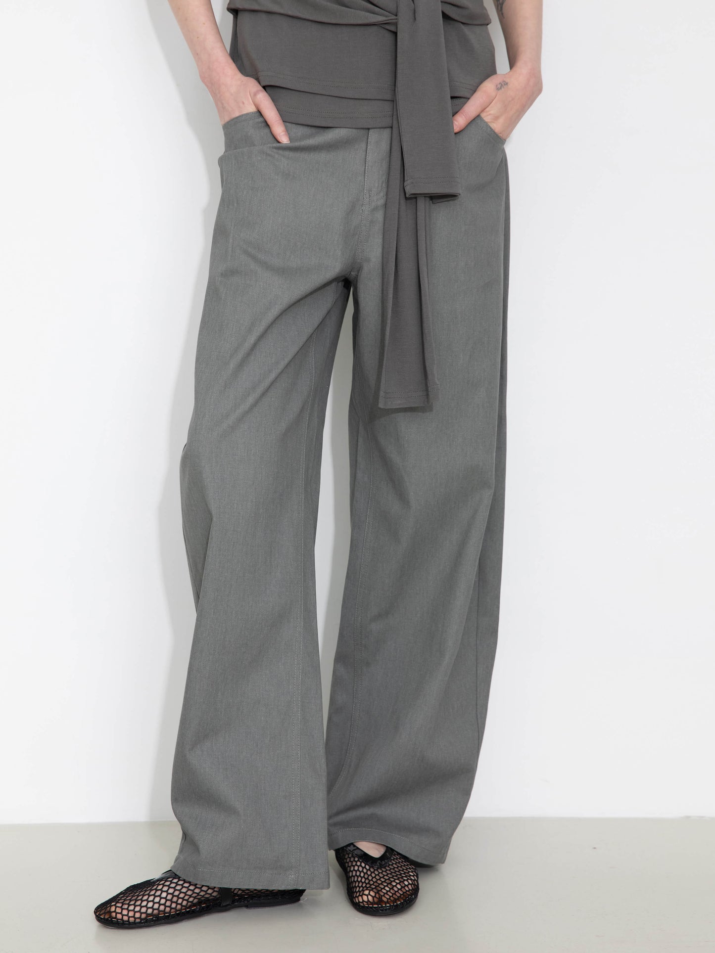 100% Cotton Draped Oversized Wide-Leg Casual Pants