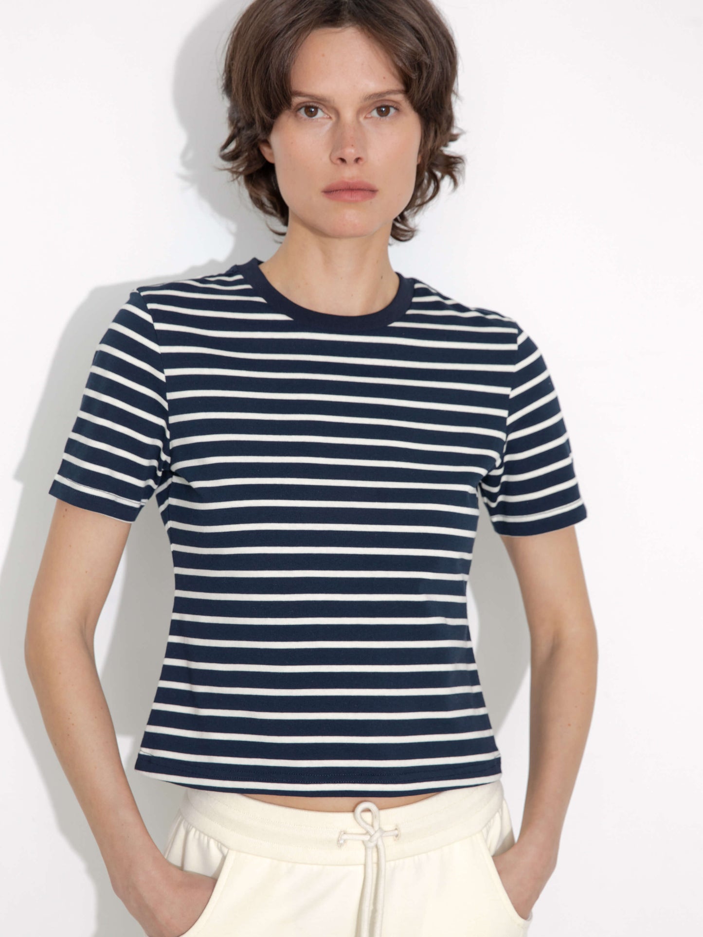 C by CUBIC Striped Basic Cotton T-Shirt
