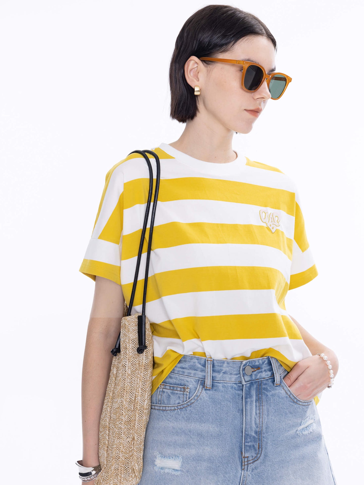 CUBIC Heart Oversized Striped T-Shirt