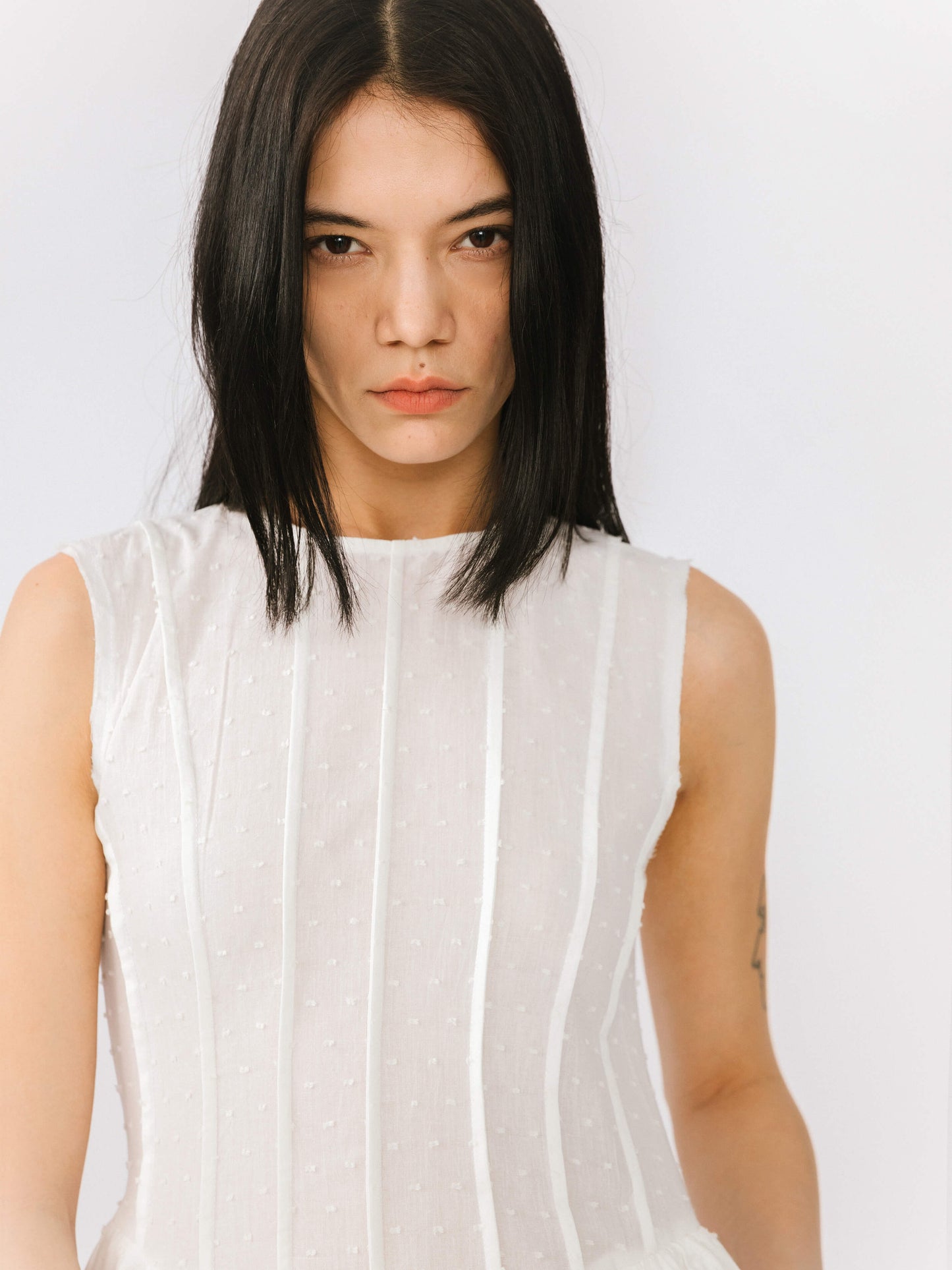 Pure Cotton Sleeveless White Dress
