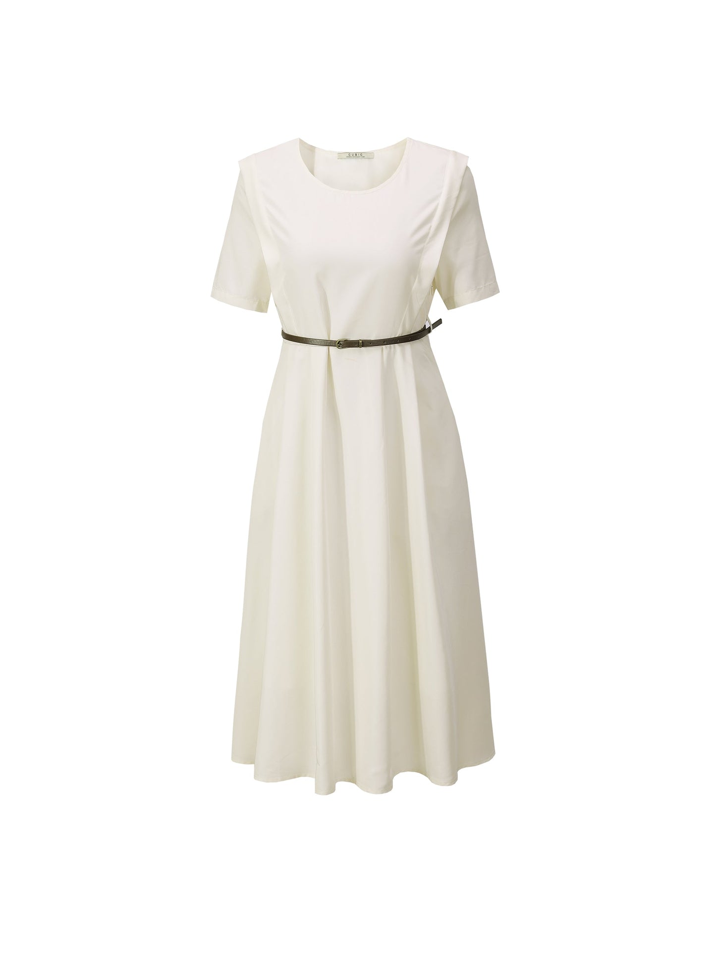 Round Neck Short Sleeve Midi Dress