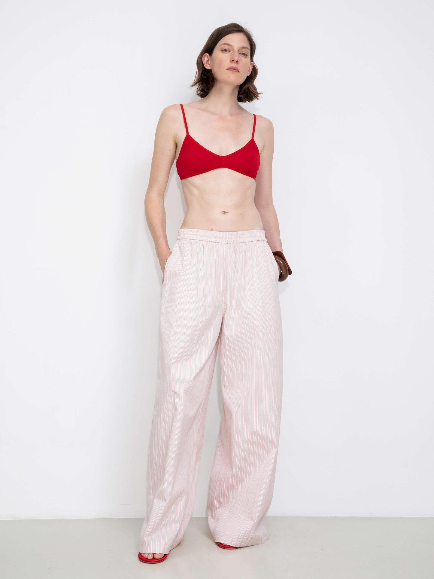 Pleated Striped Wide-Leg Trousers