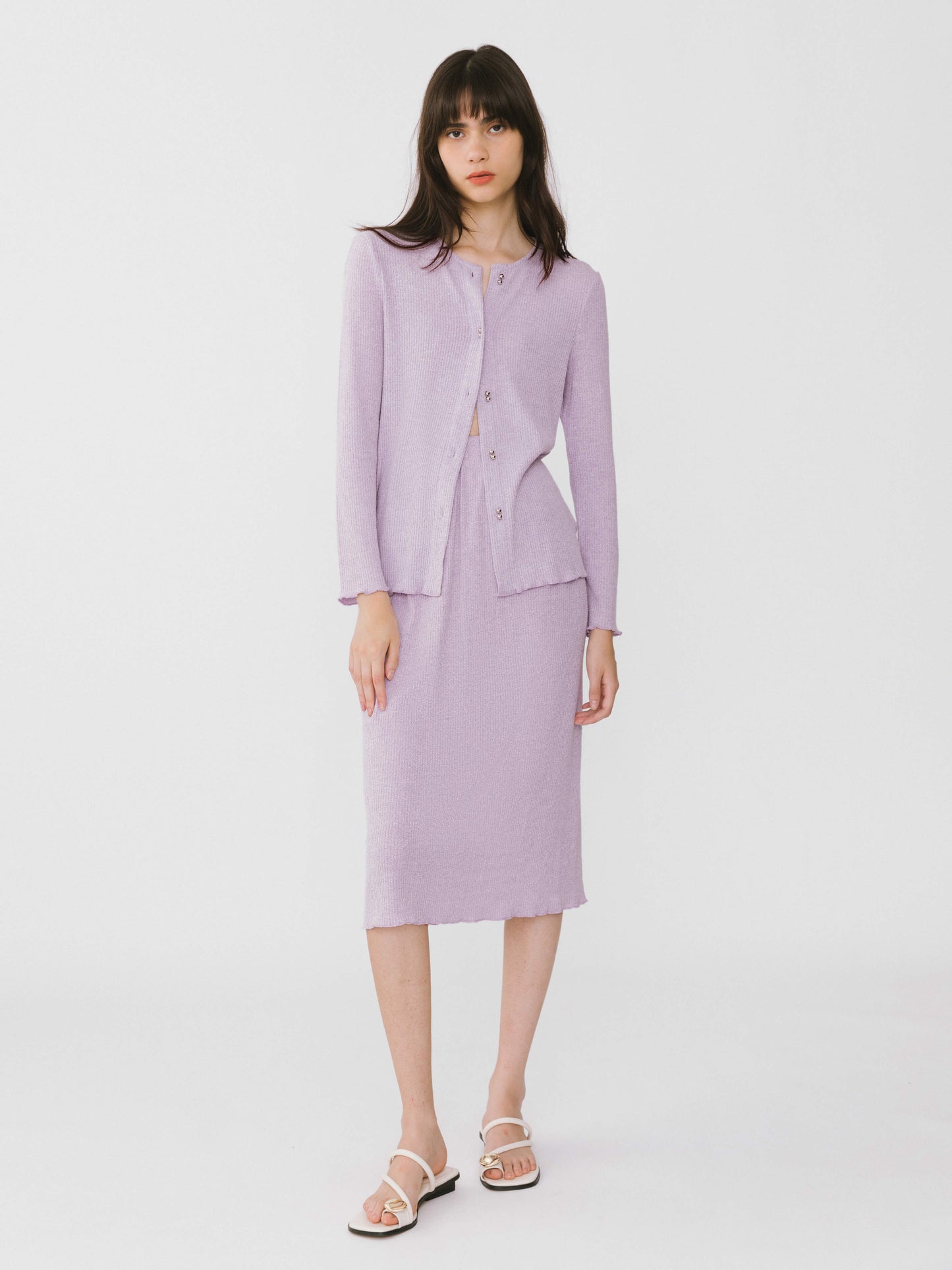 A-line Ribbed Knit Midi Skirt