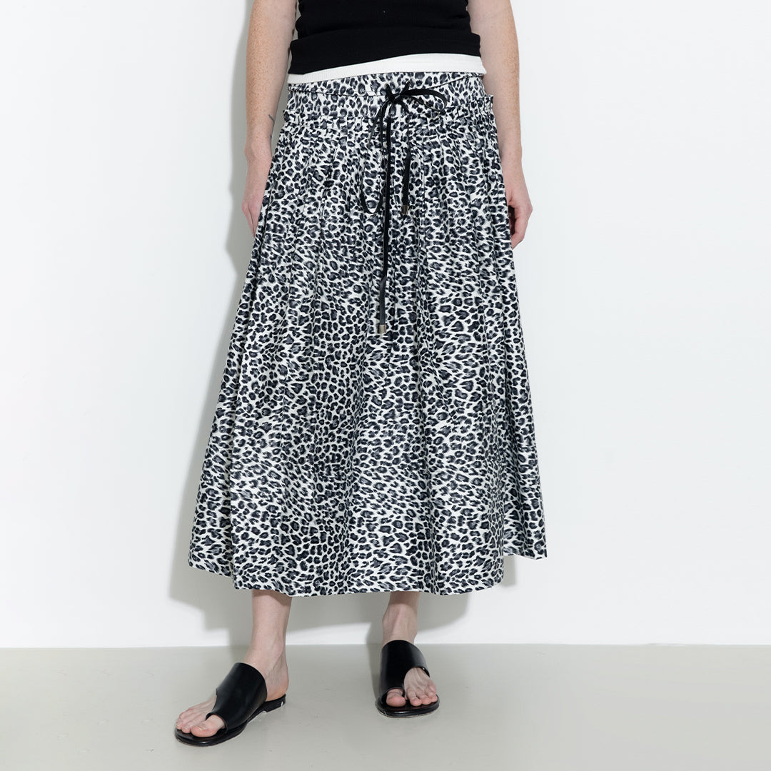 100% Cotton Leopard Print A-Line Skirt