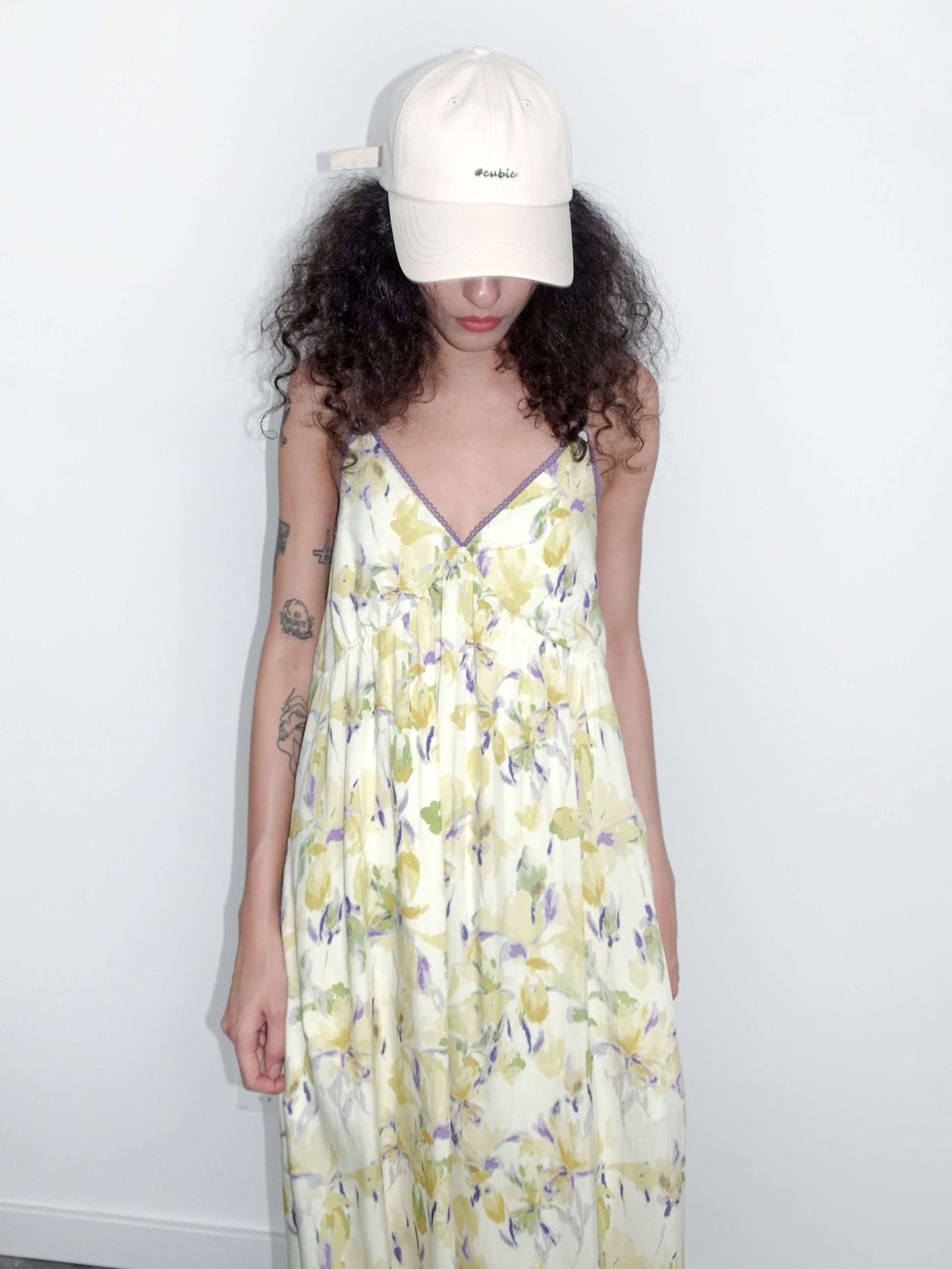 Yellow Floral Printed Sling Dress