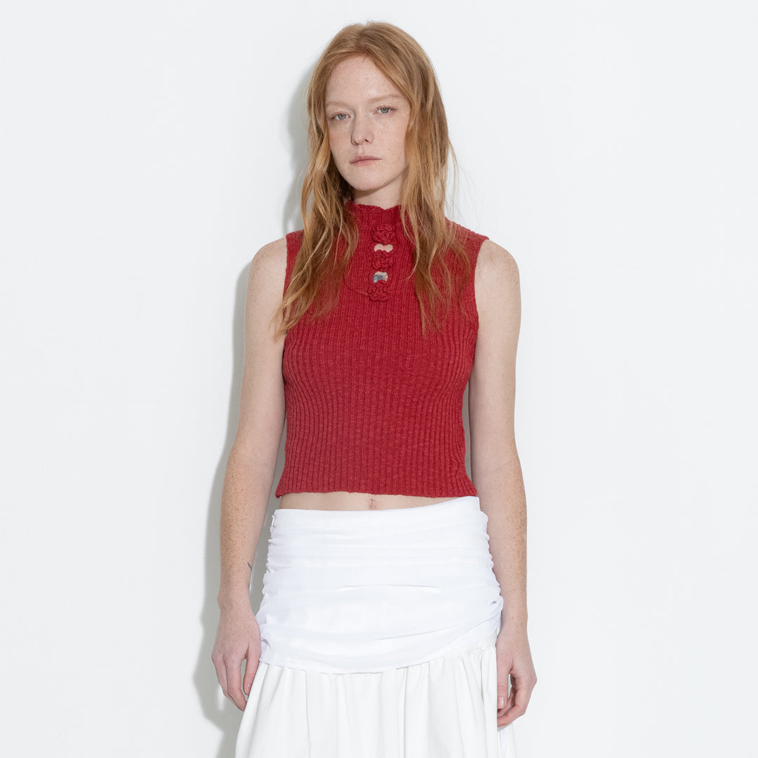 Flower 3D Sleeveless Knit Top