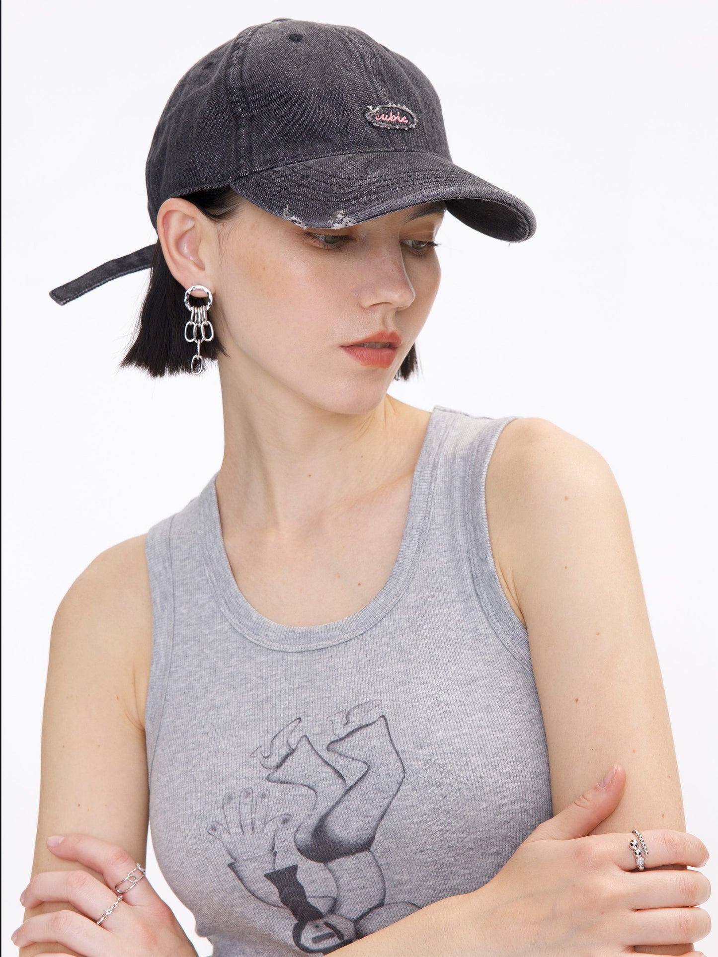 Denim Cubic Cap