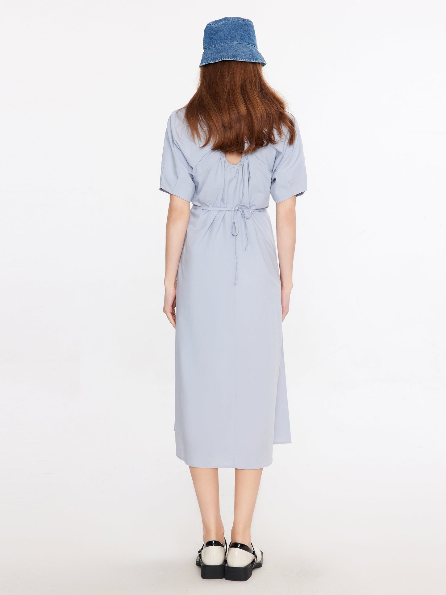 V-Neck Back Cut Out Midi Dress