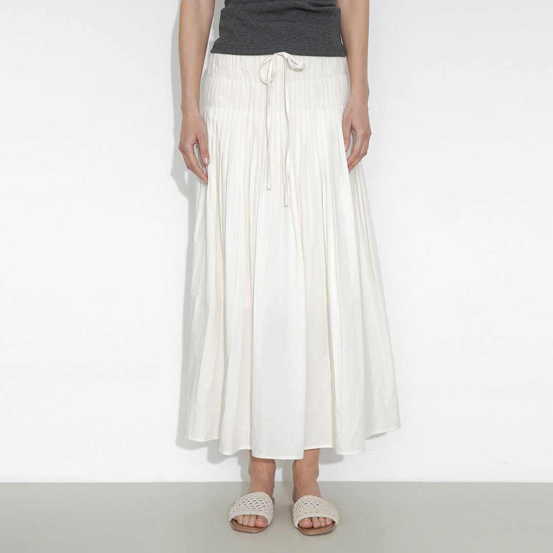 High-Waist Drawstring Pleated Skirt