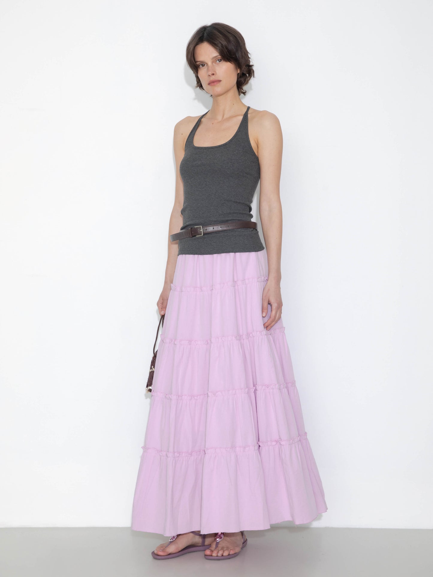 High-Waisted A-Line Maxi Flowy Skirt