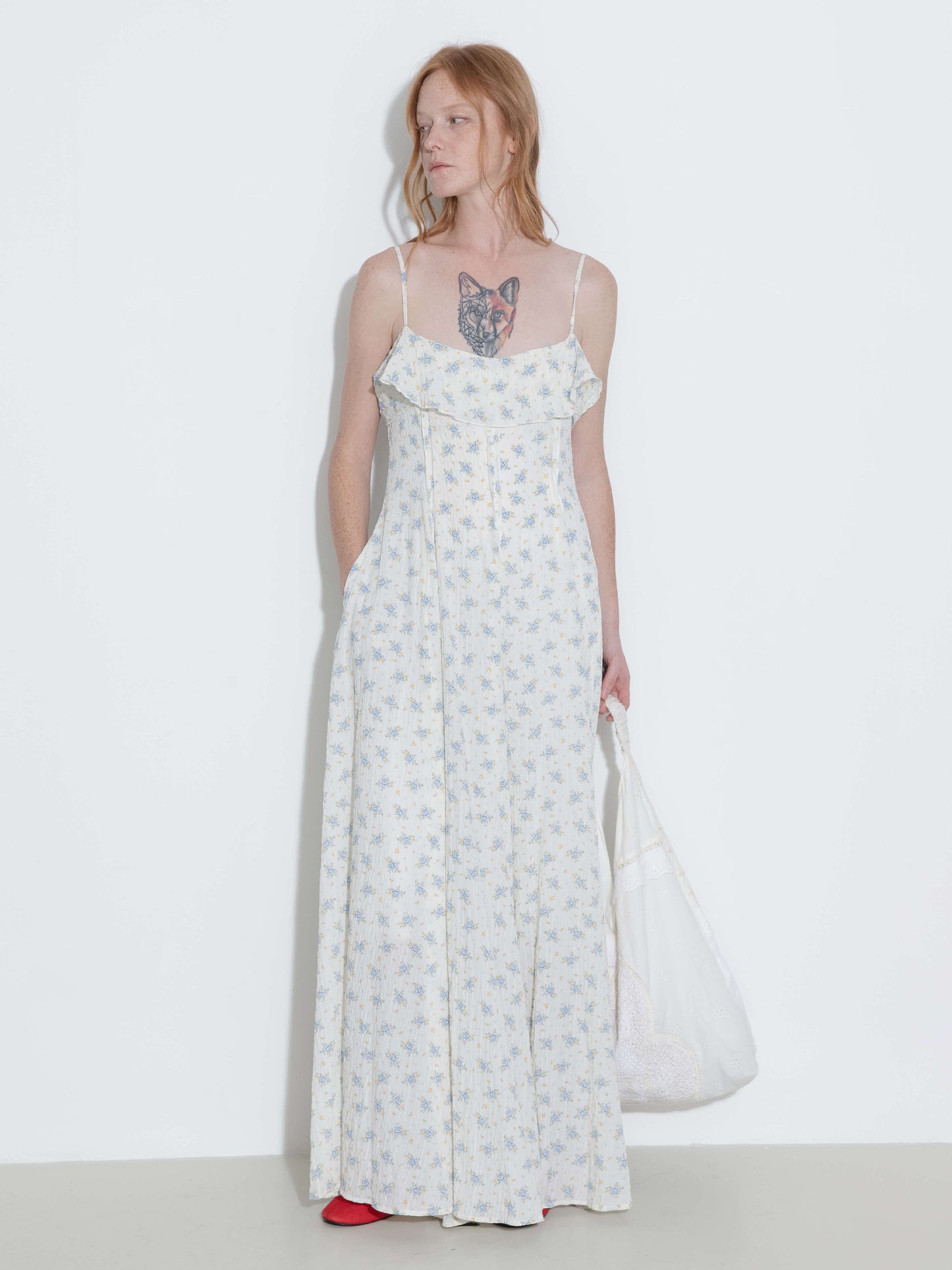 Waist Gathered Floral Sling Dress